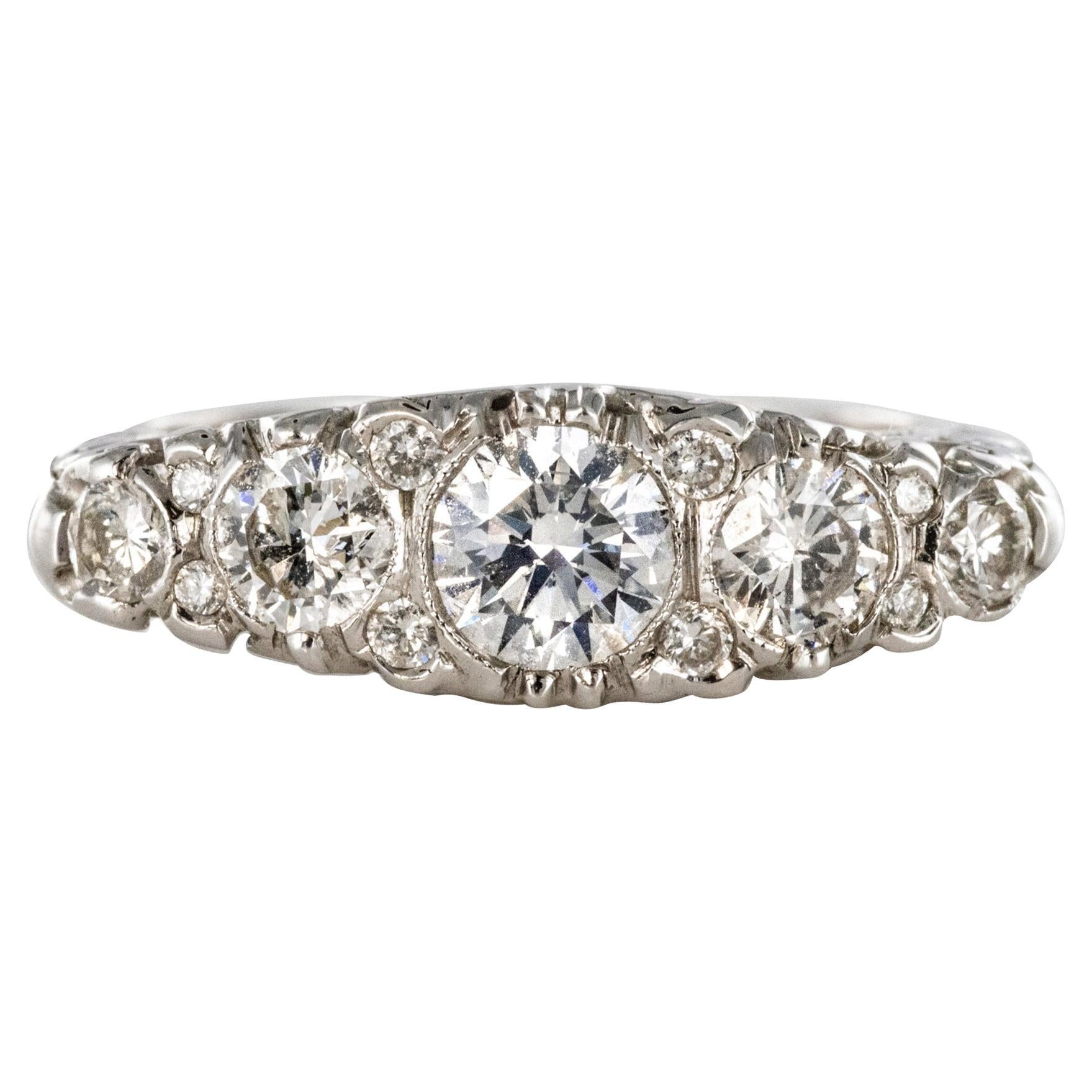 Modern Diamonds 18 Karat White Gold Garter Ring For Sale