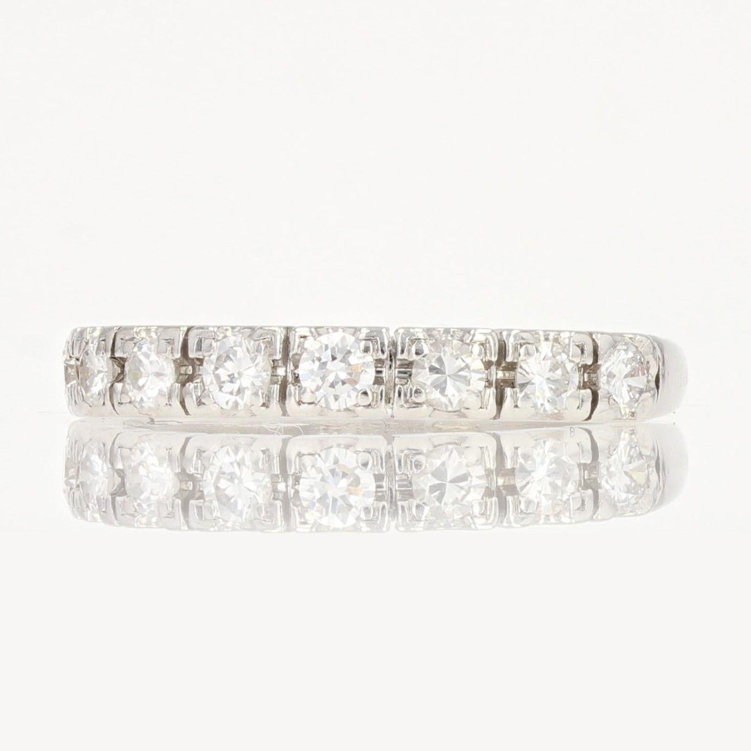 Brilliant Cut Modern Diamonds 18 Karat White Gold Half Wedding Ring