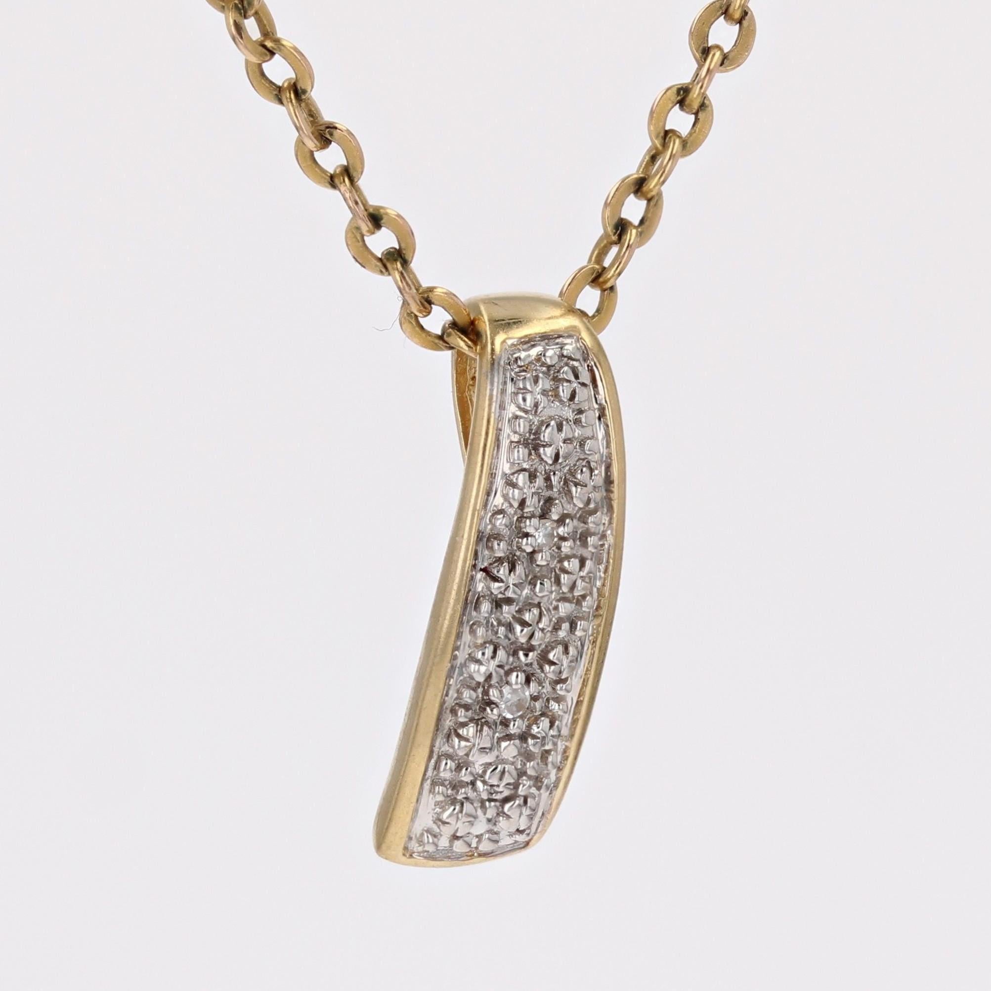 Women's Modern Diamonds 18 Karat Yellow and White Gold Rectangular Domed Pendant For Sale