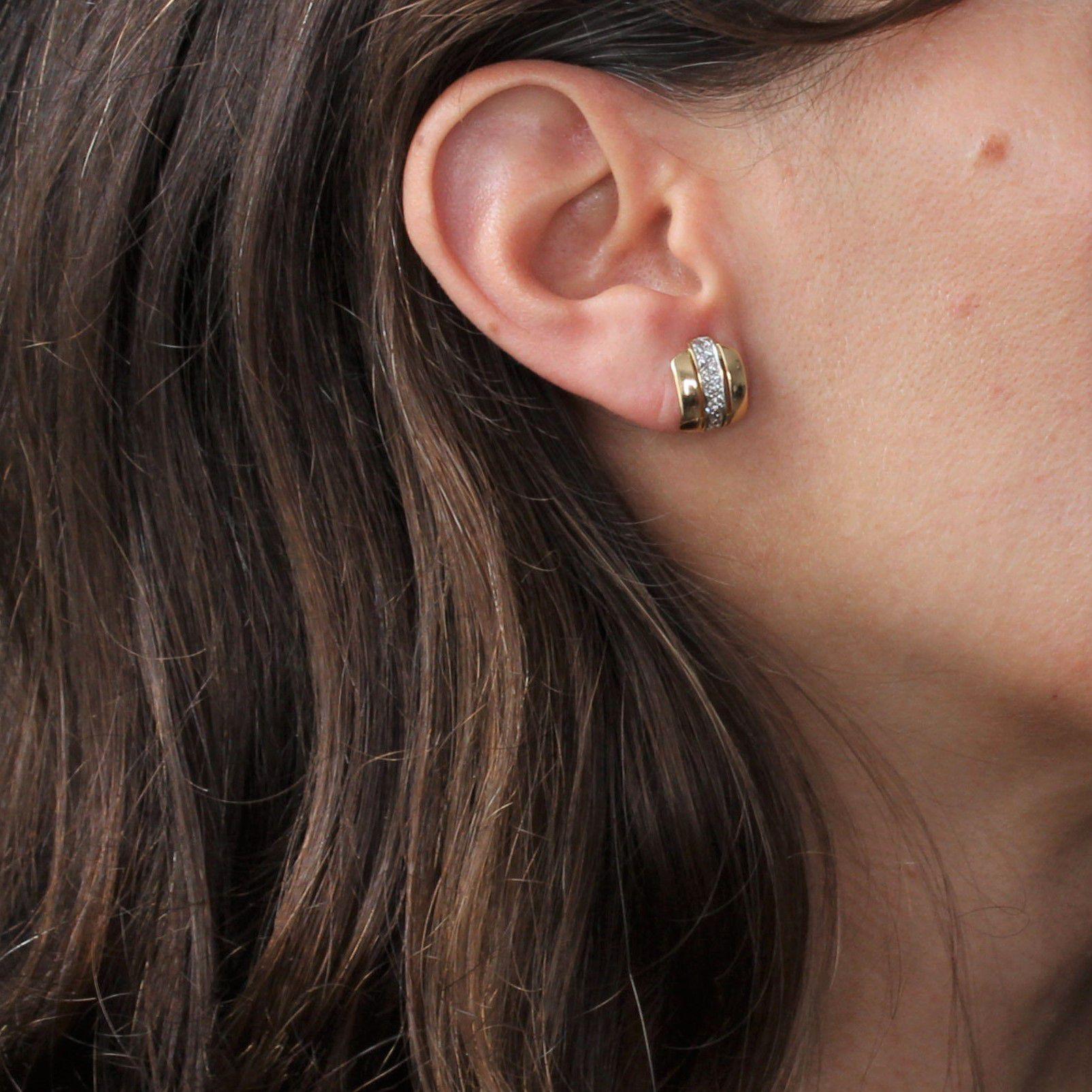 Women's Modern Diamonds 18 Karat Yellow Gold Earrings