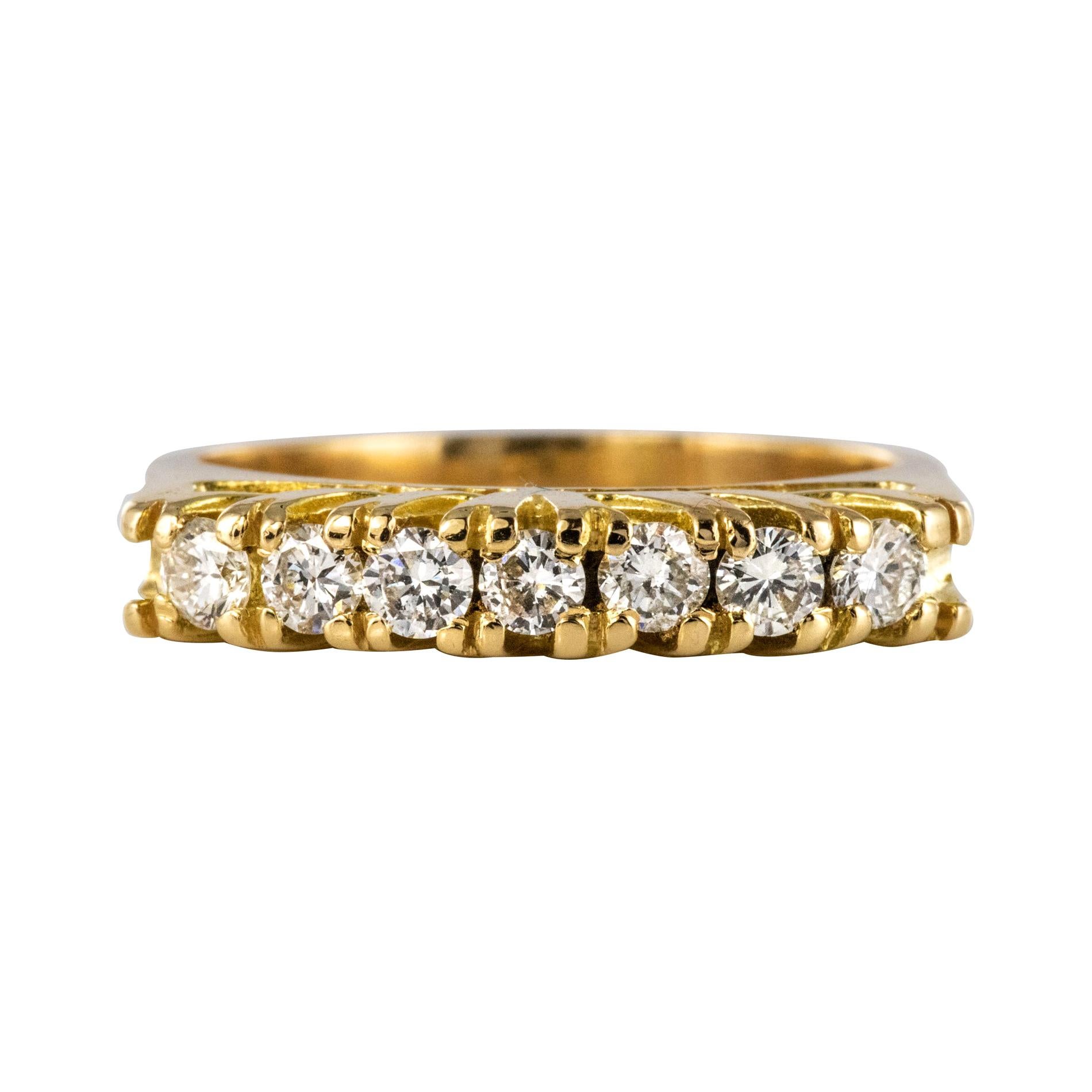 Modern Diamonds 18 Karat Yellow Gold Garter Ring For Sale