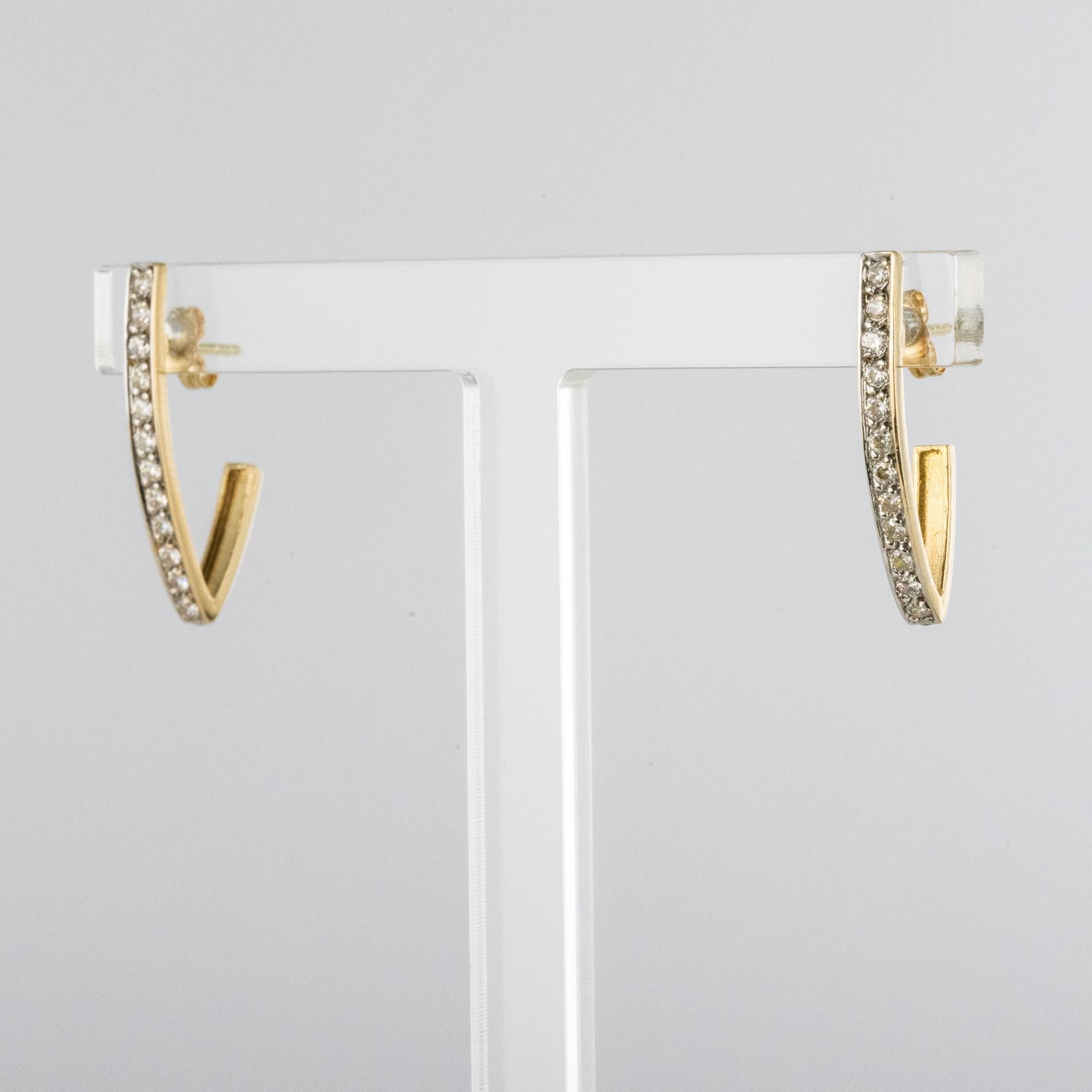 Modern Diamonds 18 Karat Yellow Gold Geometric Earrings In Excellent Condition In Poitiers, FR