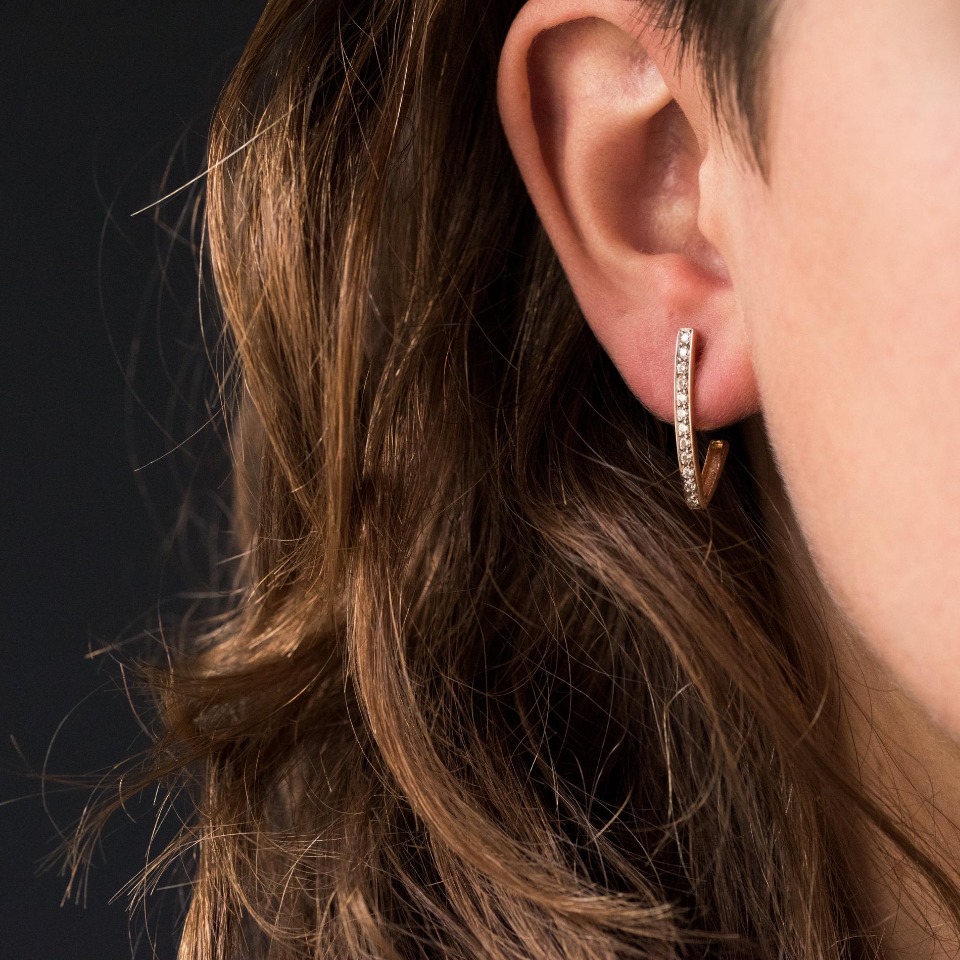 Women's Modern Diamonds 18 Karat Yellow Gold Geometric Earrings