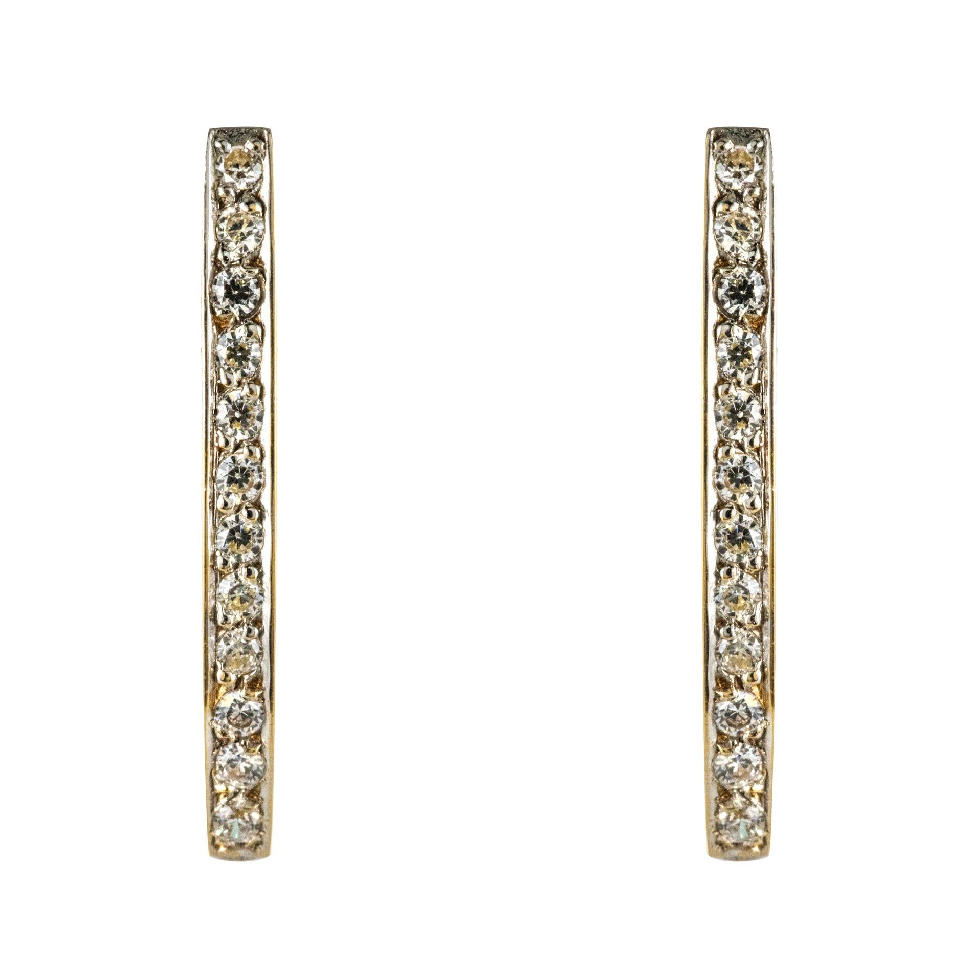Modern Diamonds 18 Karat Yellow Gold Geometric Earrings