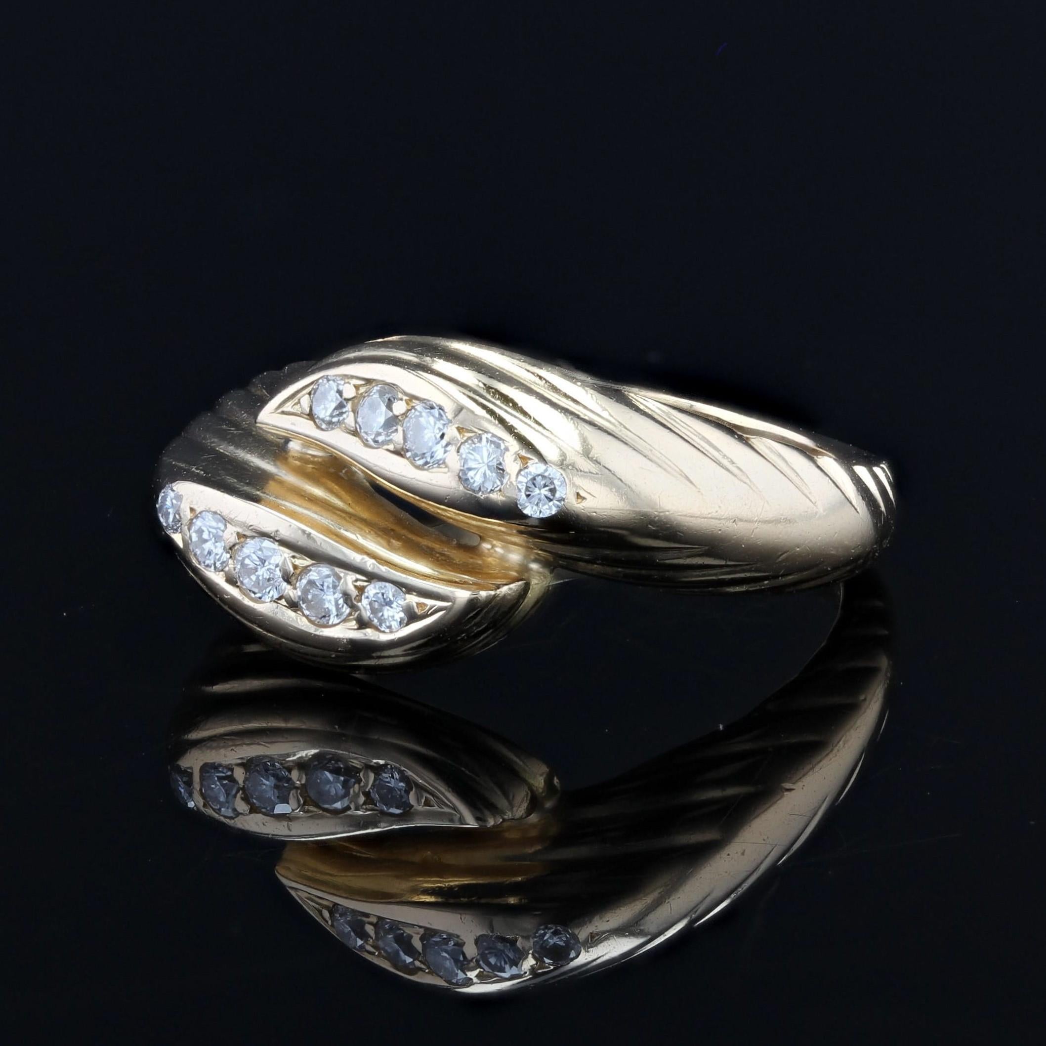 Bague moderne en or jaune 18 carats et diamants Bon état - En vente à Poitiers, FR