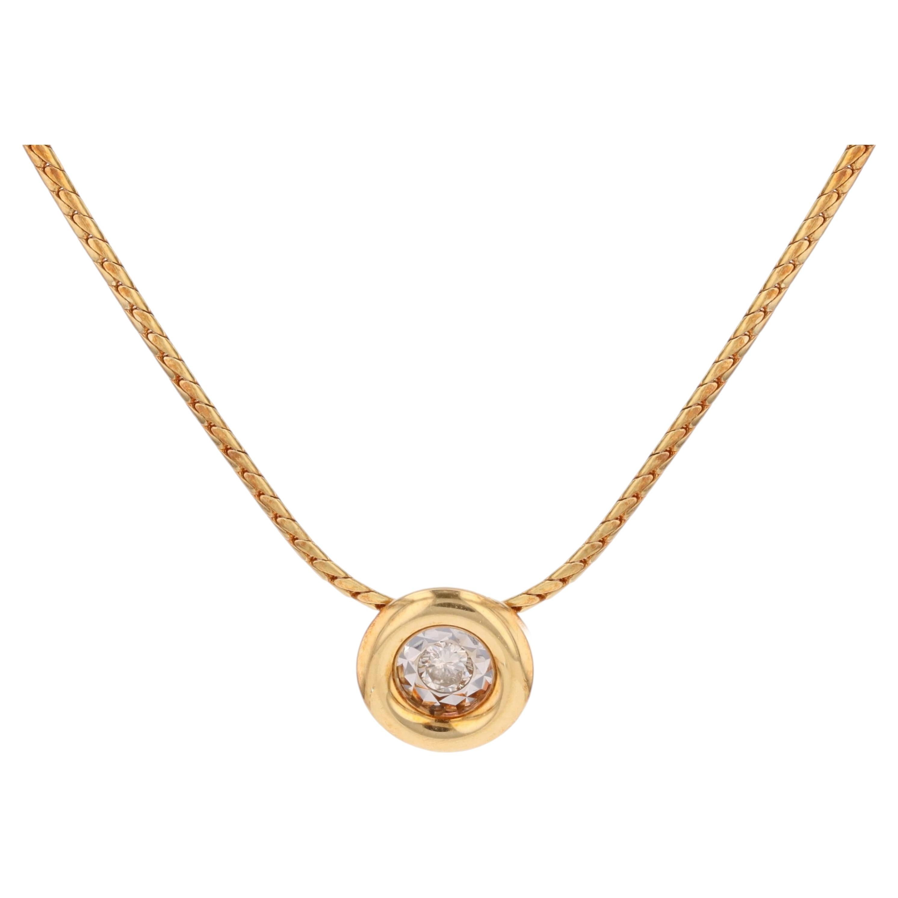 Collana con ciondolo rotondo in oro giallo 18 carati "Modern Diamonds"