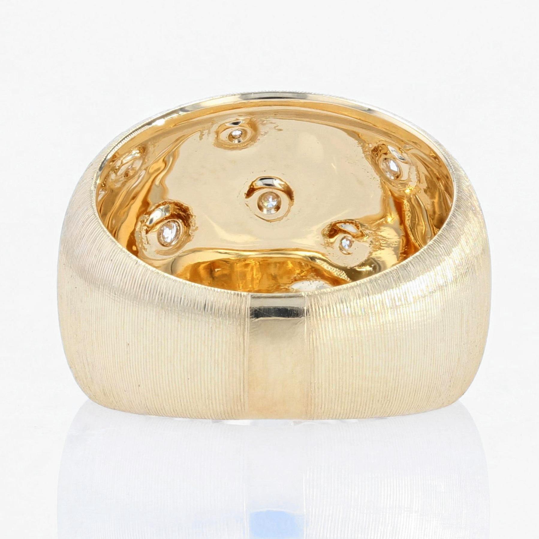 Modern Diamonds 18 Karat Yellow Gold Satin Finish Bangle Ring For Sale 7