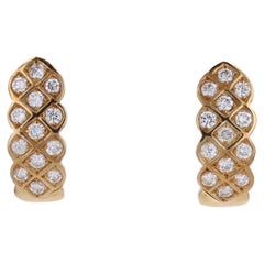 Pendientes Trenzados de Oro Amarillo de 18 Kilates con Diamantes Modernos