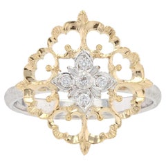 Modern Diamonds 18 Karat Yellow White Arabesque Ring Large Model