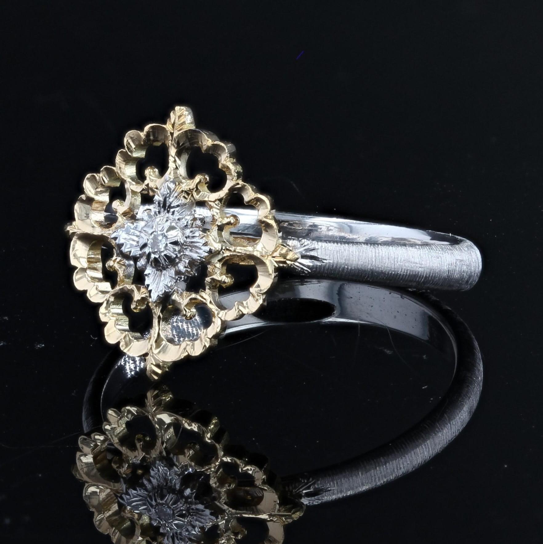 Women's Modern Diamonds 18 Karat Yellow White Arabesque Ring Small Model For Sale
