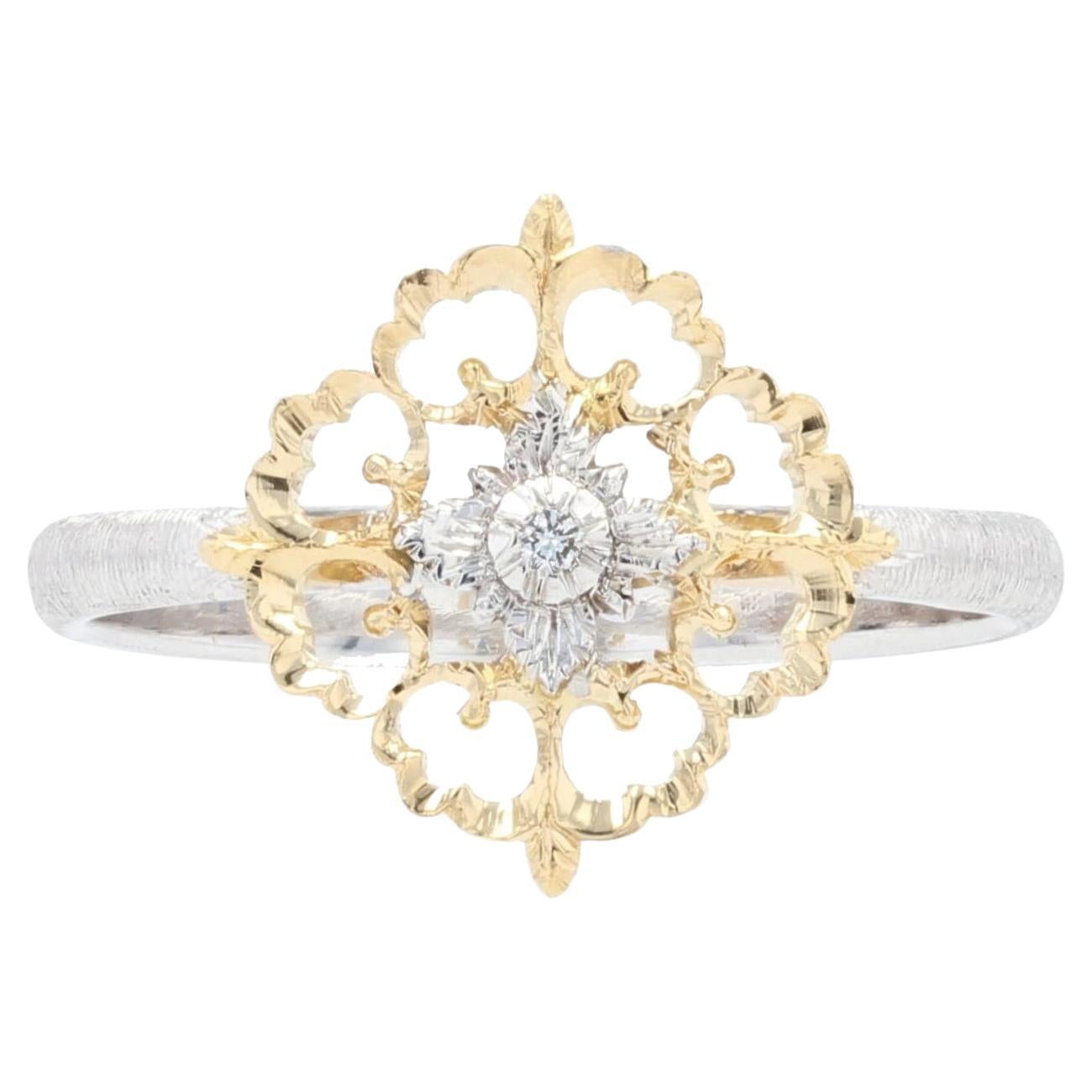 Modern Diamonds 18 Karat Yellow White Arabesque Ring Small Model For Sale