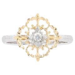Petit modèle de bague arabesque moderne en or jaune et blanc 18 carats avec diamants