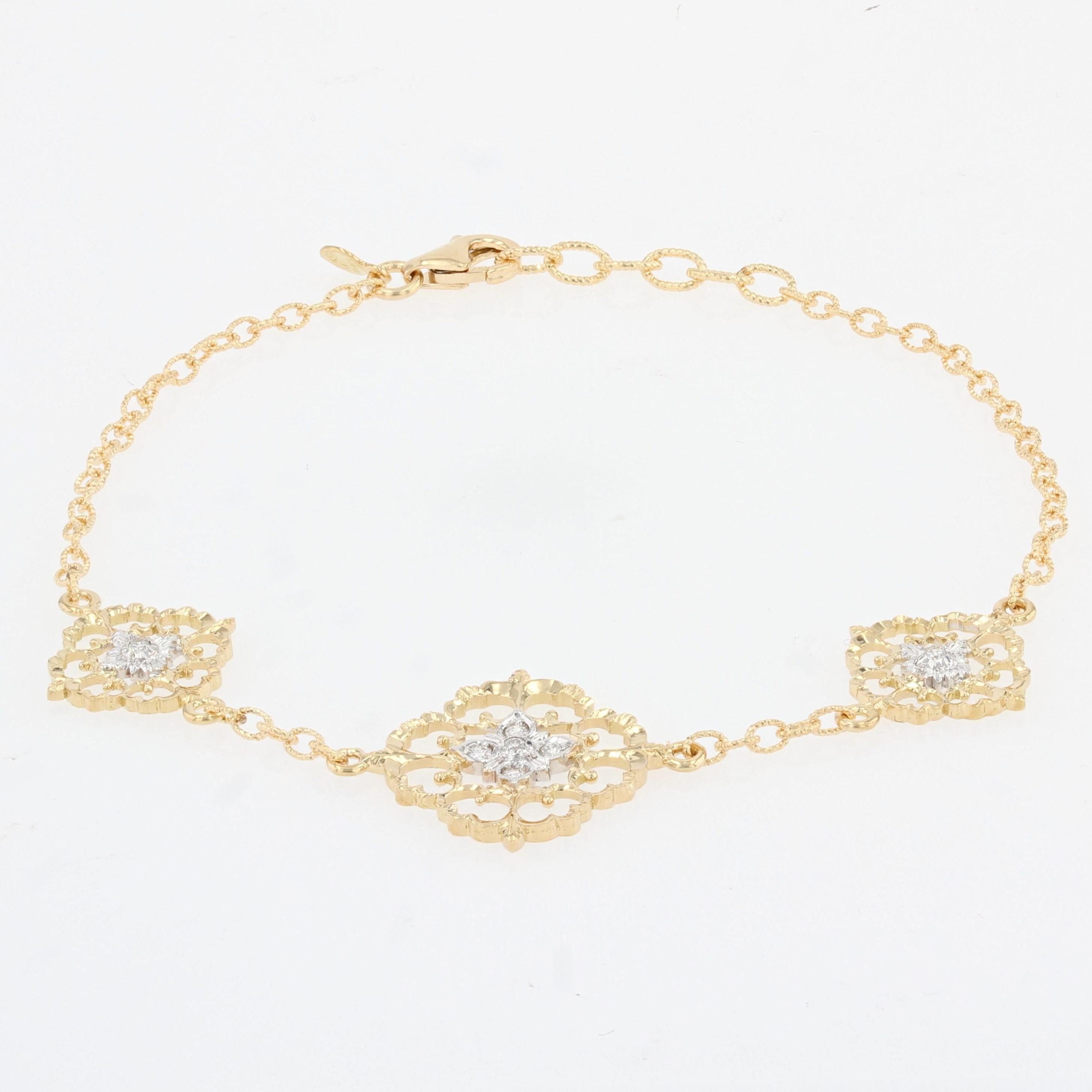 Moderne Bracelet arabesque moderne en or jaune et blanc 18 carats avec diamants en vente