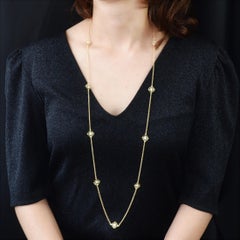 Modern Diamonds 18 Karat Yellow White Gold Arabesque Long Necklace