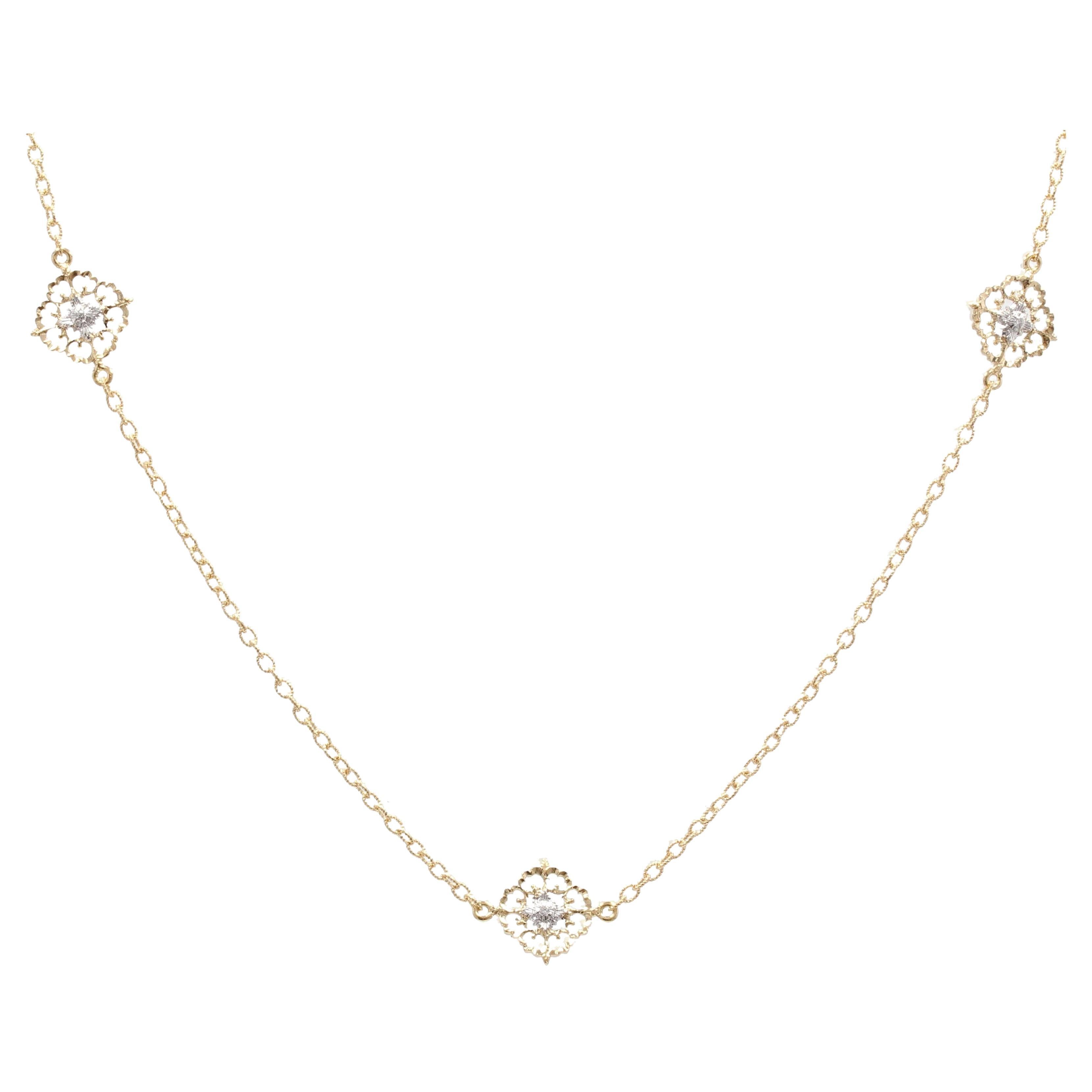 Modern Diamonds 18 Karat Yellow White Gold Arabesque Long Necklace