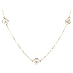 Moderne arabische lange Halskette mit Diamanten aus 18 Karat Gelb-Weißgold