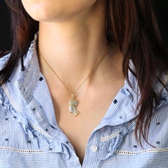 Modern Diamonds 18 Karat Yellow White Gold Egyptian Pendant