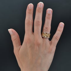 Modern Diamonds 18 Karat Yellow White Gold Floral Band Ring