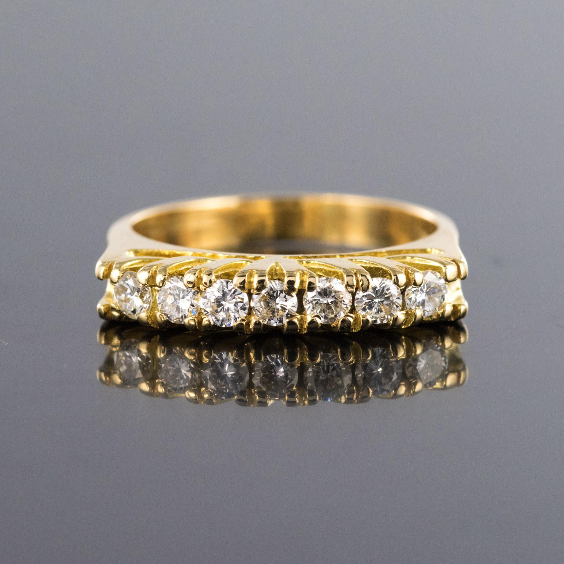 French Cut Modern Diamonds 18 Karat Yellow Gold Garter Ring For Sale