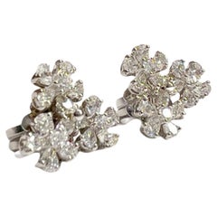 Vintage Modern Diamonds 18k White Gold Earrings