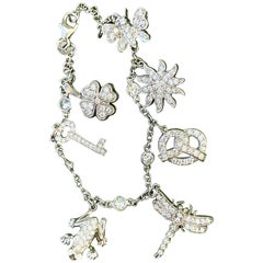 Vintage Modern Diamonds by The Yard 18 Karat White Gold Charm Bracelet