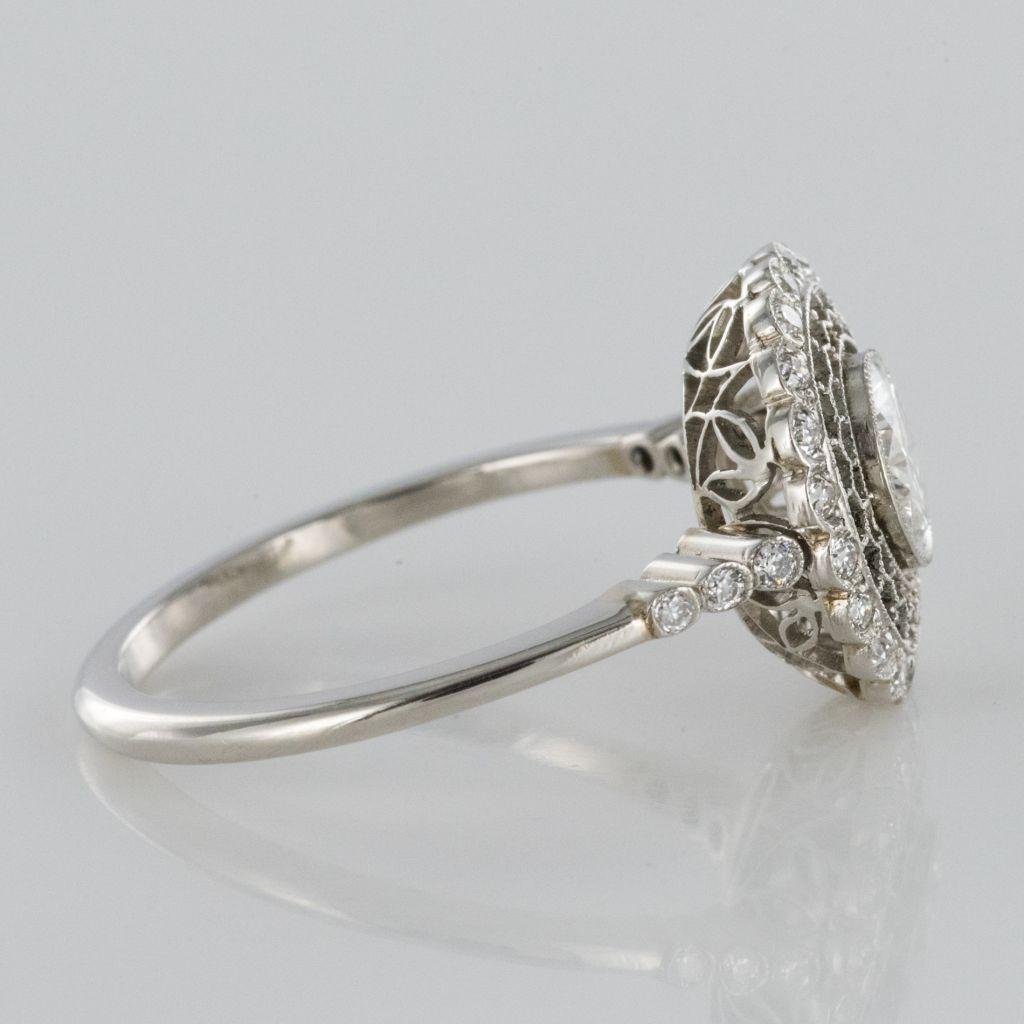 Modern Diamonds Platinum Lace Round Ring For Sale 6