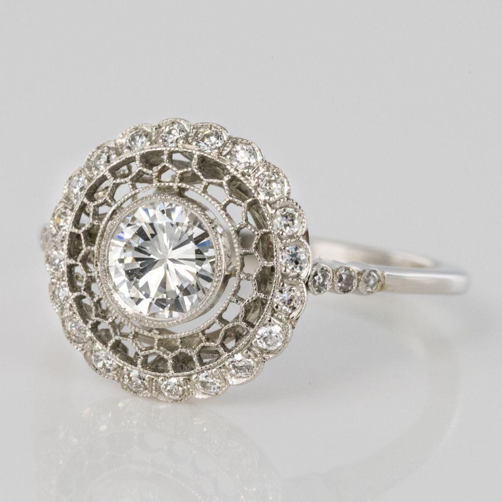 Modern Diamonds Platinum Lace Round Ring For Sale 2