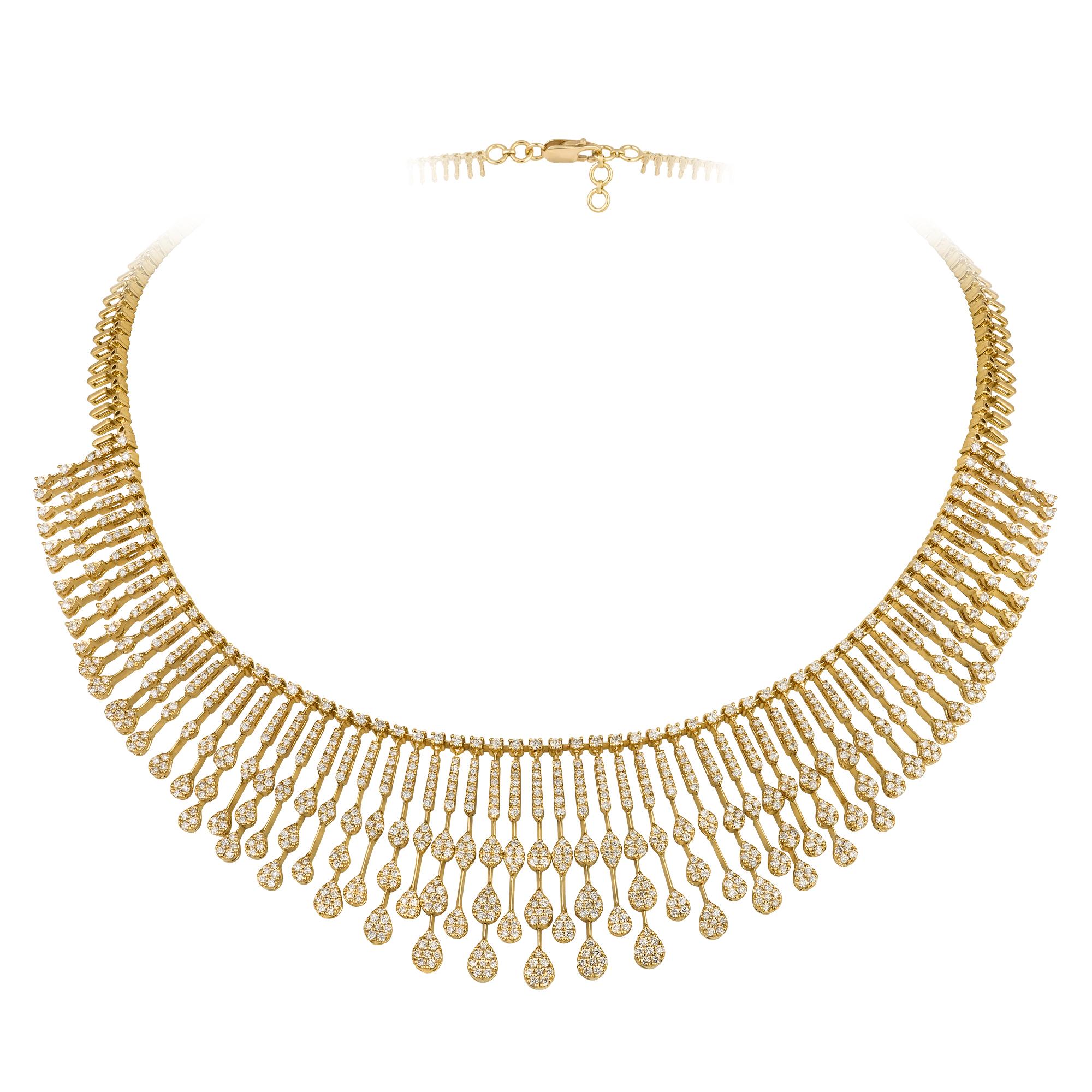 Necklace Yellow Gold 18 K 

Diamonds  5.96 Cts/846 Pcs

Weight 62,07 grams
Length 42 cm (Adjustable= 

With a heritage of ancient fine Swiss jewelry traditions, NATKINA is a Geneva based jewellery brand, which creates modern jewellery masterpieces