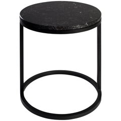 Mesa de Centro Redonda Diana Moderna en Latón Tintado y Mármol Negro Marquina