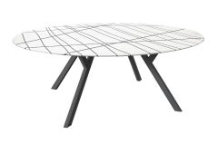 Table ronde moderne Dietiker Felber T14 en bois en feutre à motif zébré personnalisé