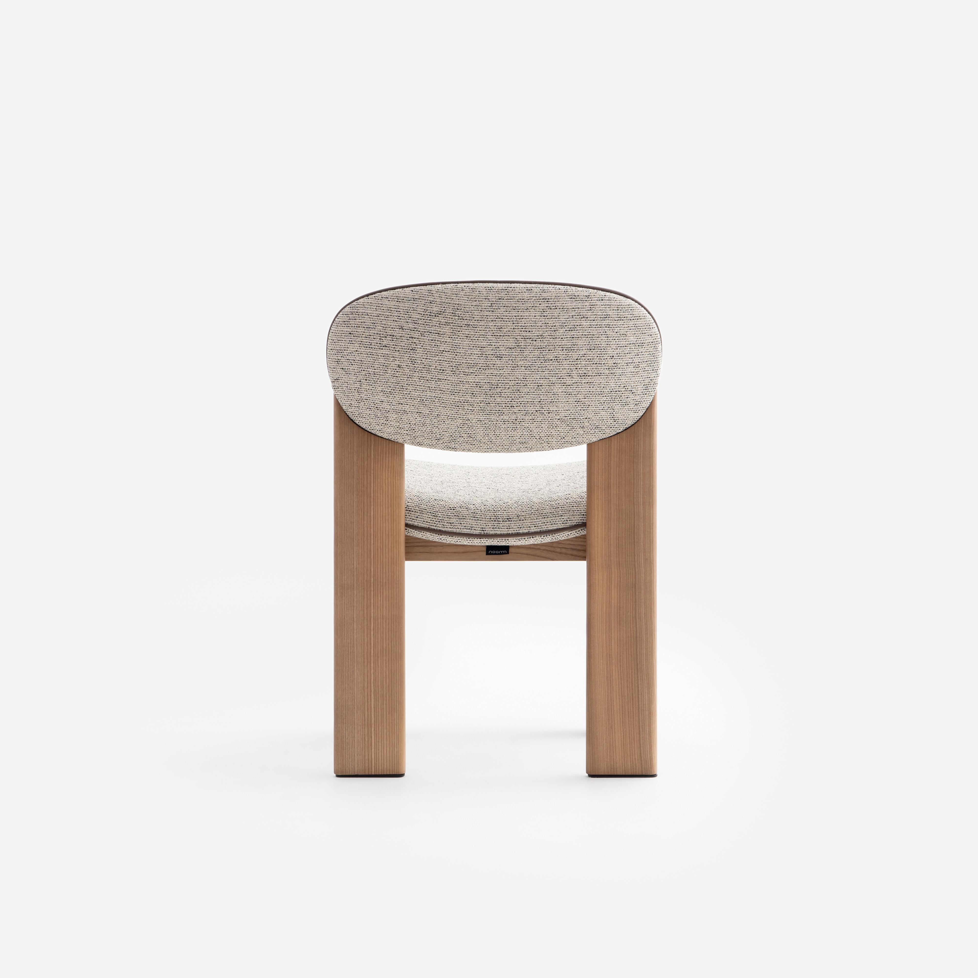 Leather Modern Dining Archipen Chair in Kvadrat Savanna Wool by NOOM For Sale