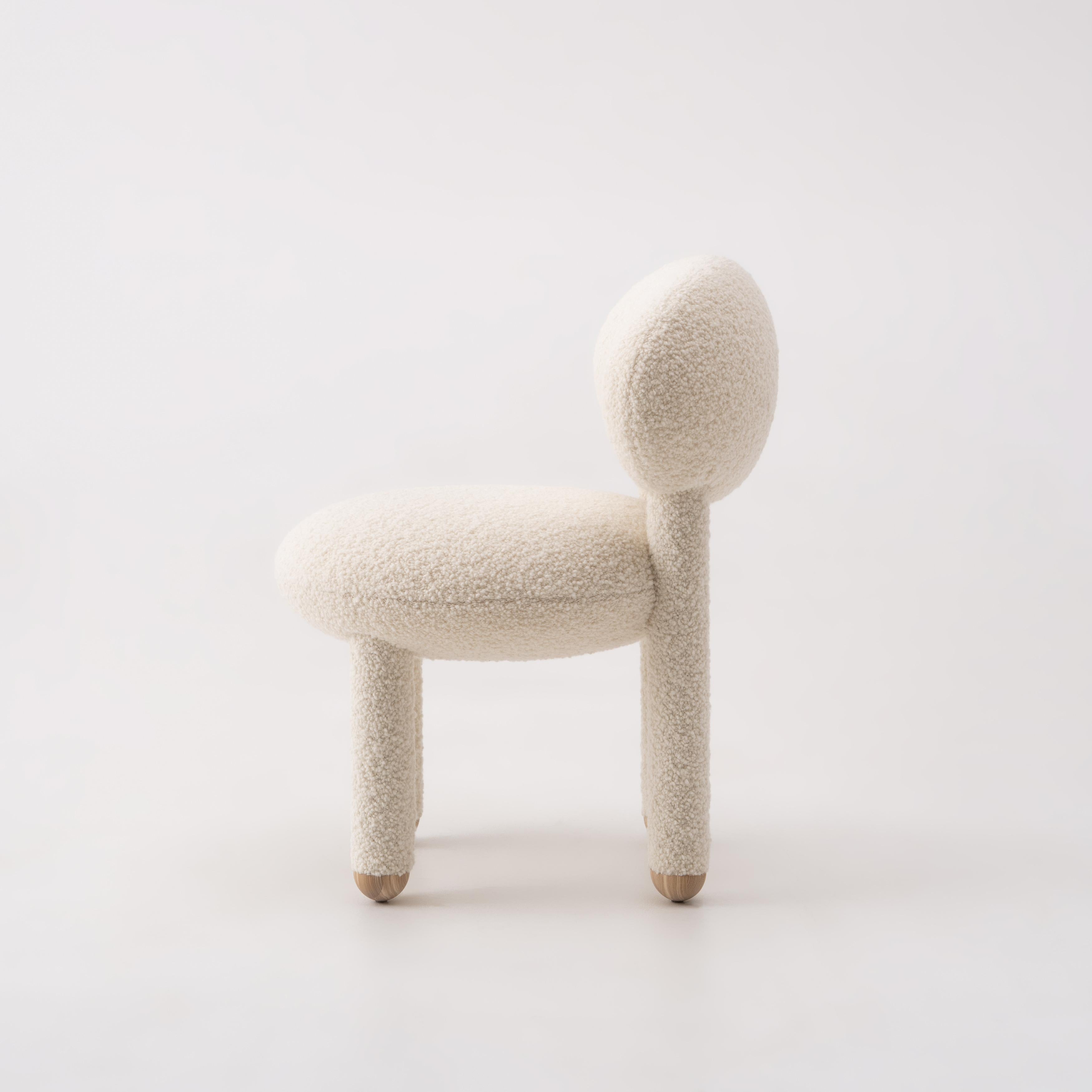 Modern Dining Chair Flock CS1 in Dedar Nimbus Boucle Fabric by Noom 7