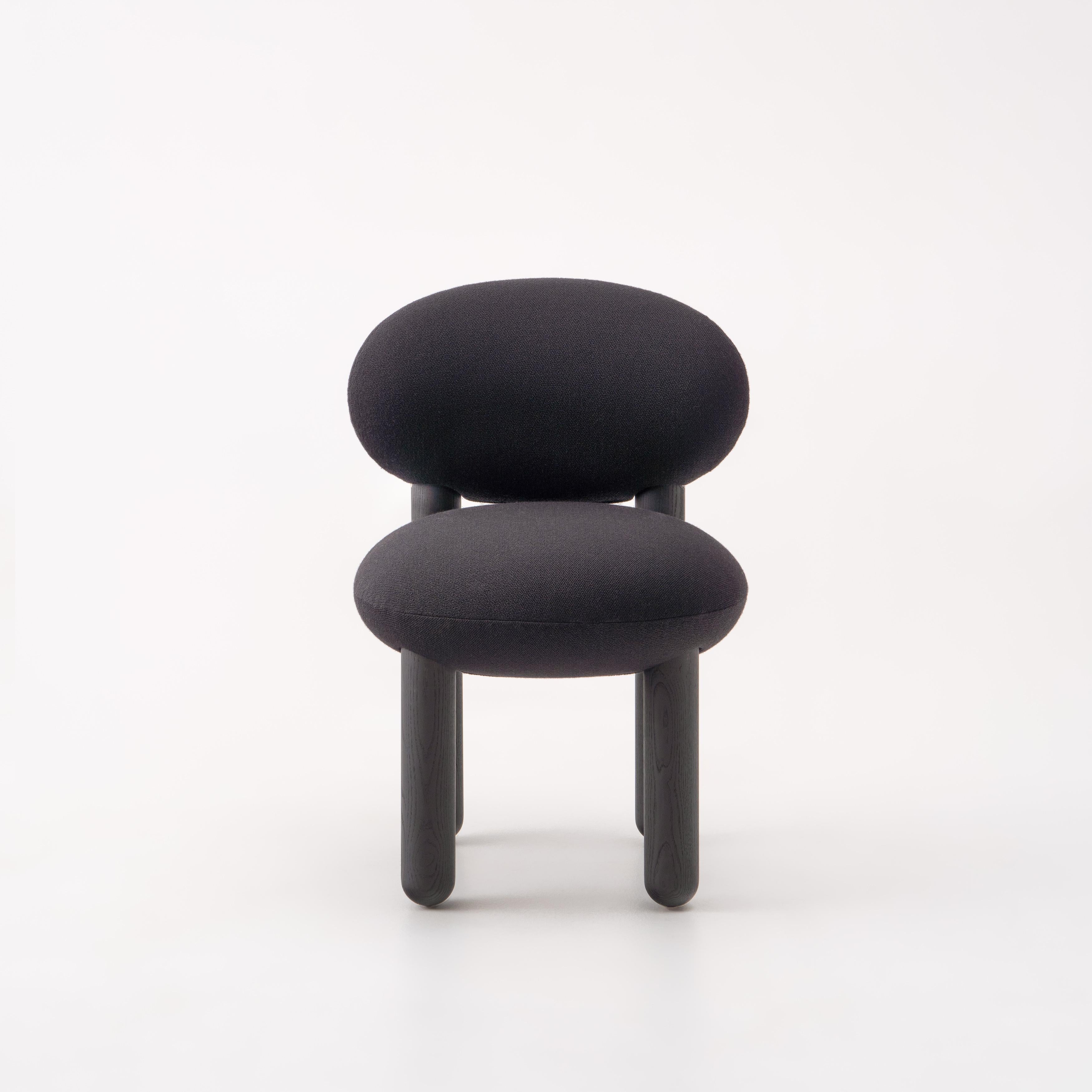 Sedia da pranzo moderna Flock CS2 in tessuto Kvadrat Vidar 4 di NOOM in vendita 3