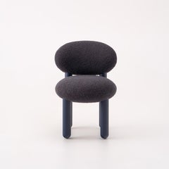 NOOM Contemporary Dining Chair Flock CS2 with Painted Ash legs, Blue Boucle