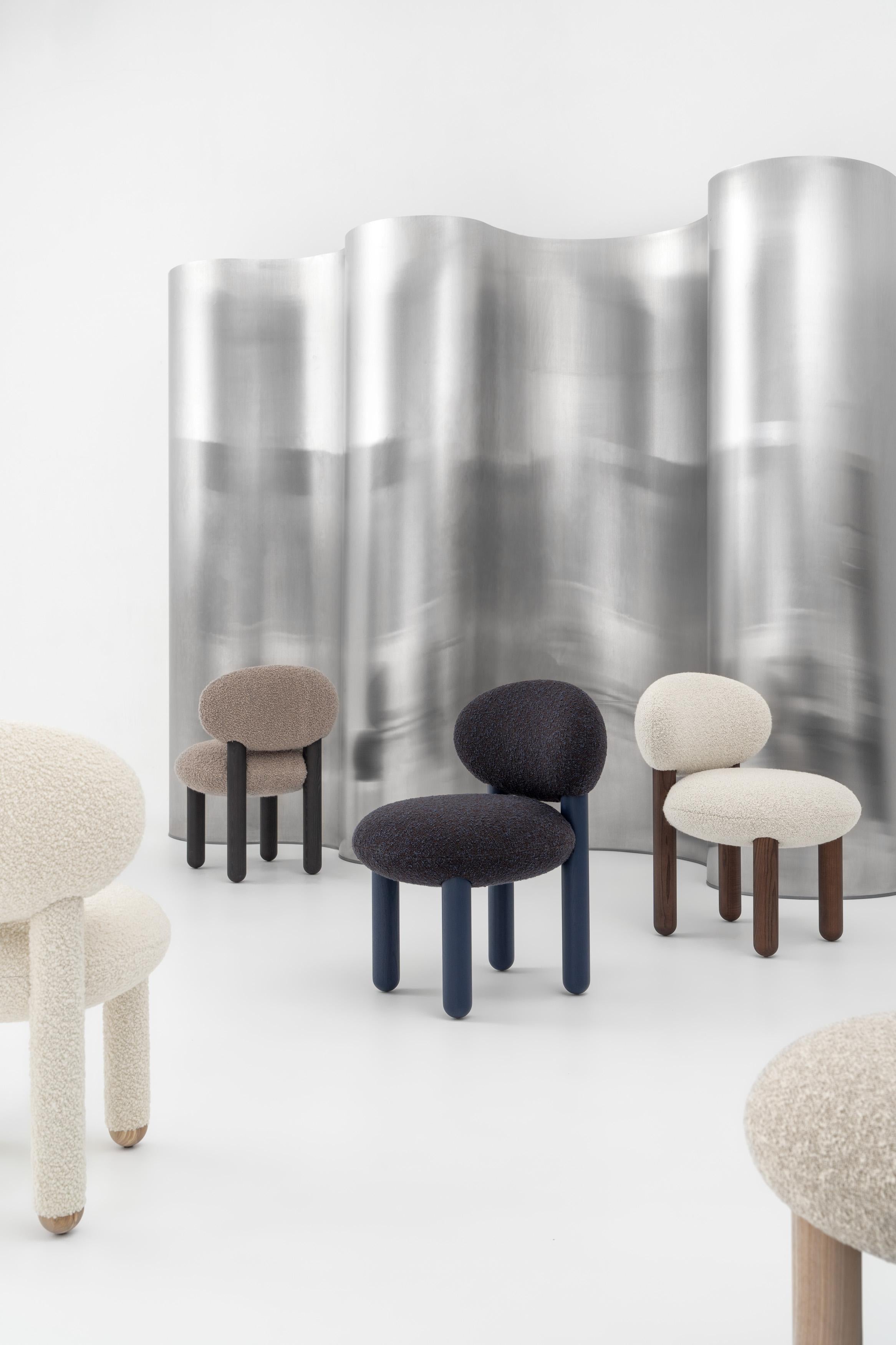 Modern Dining Chair Flock CS2 in Wool Fabric by Noom 8
