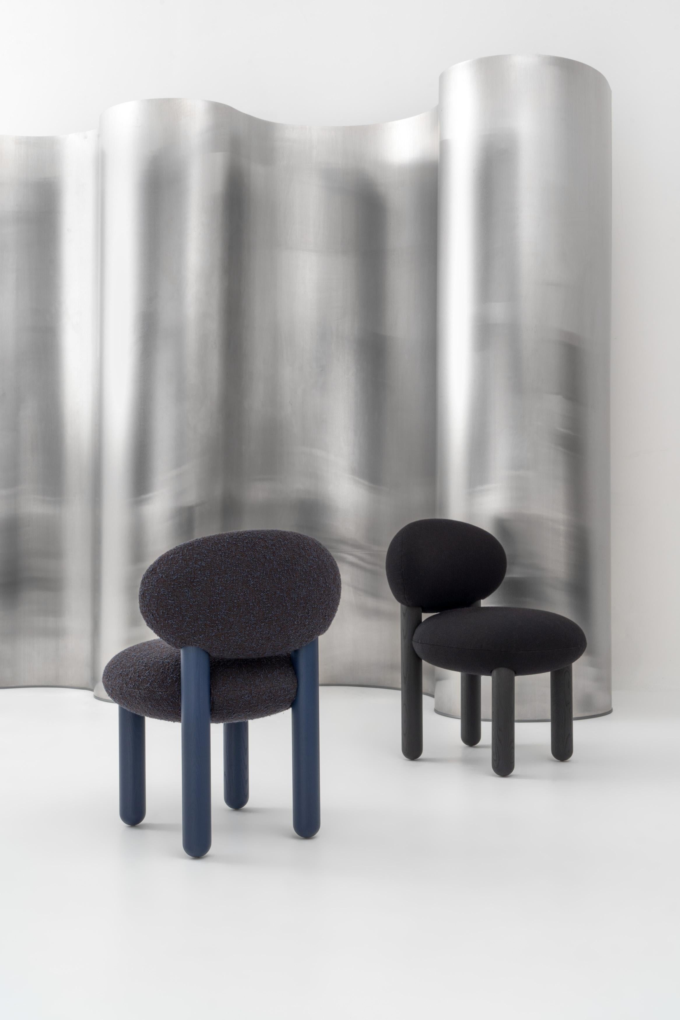 Modern Dining Chair Flock CS2 in Wool Fabric by Noom 9