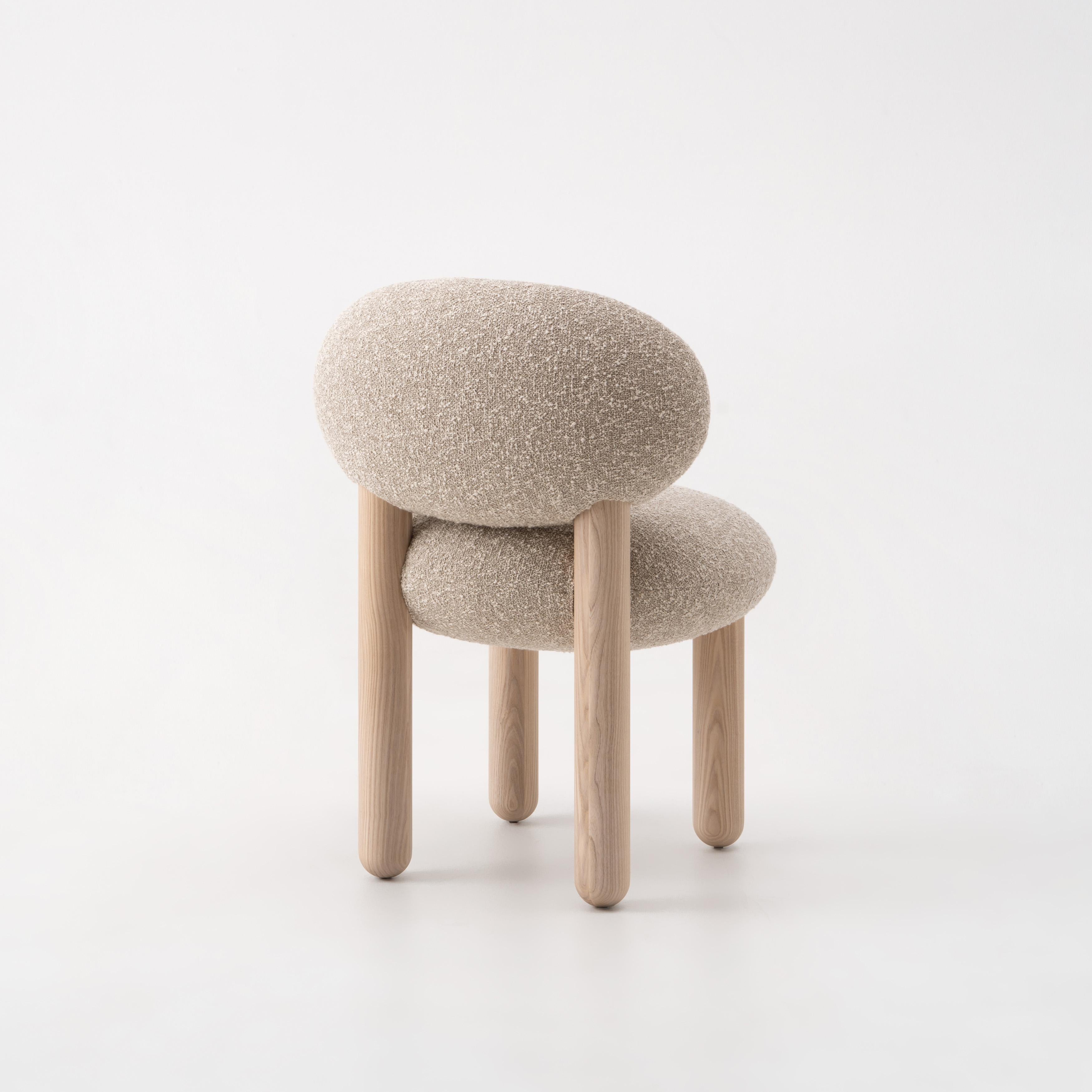 Modern Dining Chair Flock CS2 in Wool Fabric by Noom 12