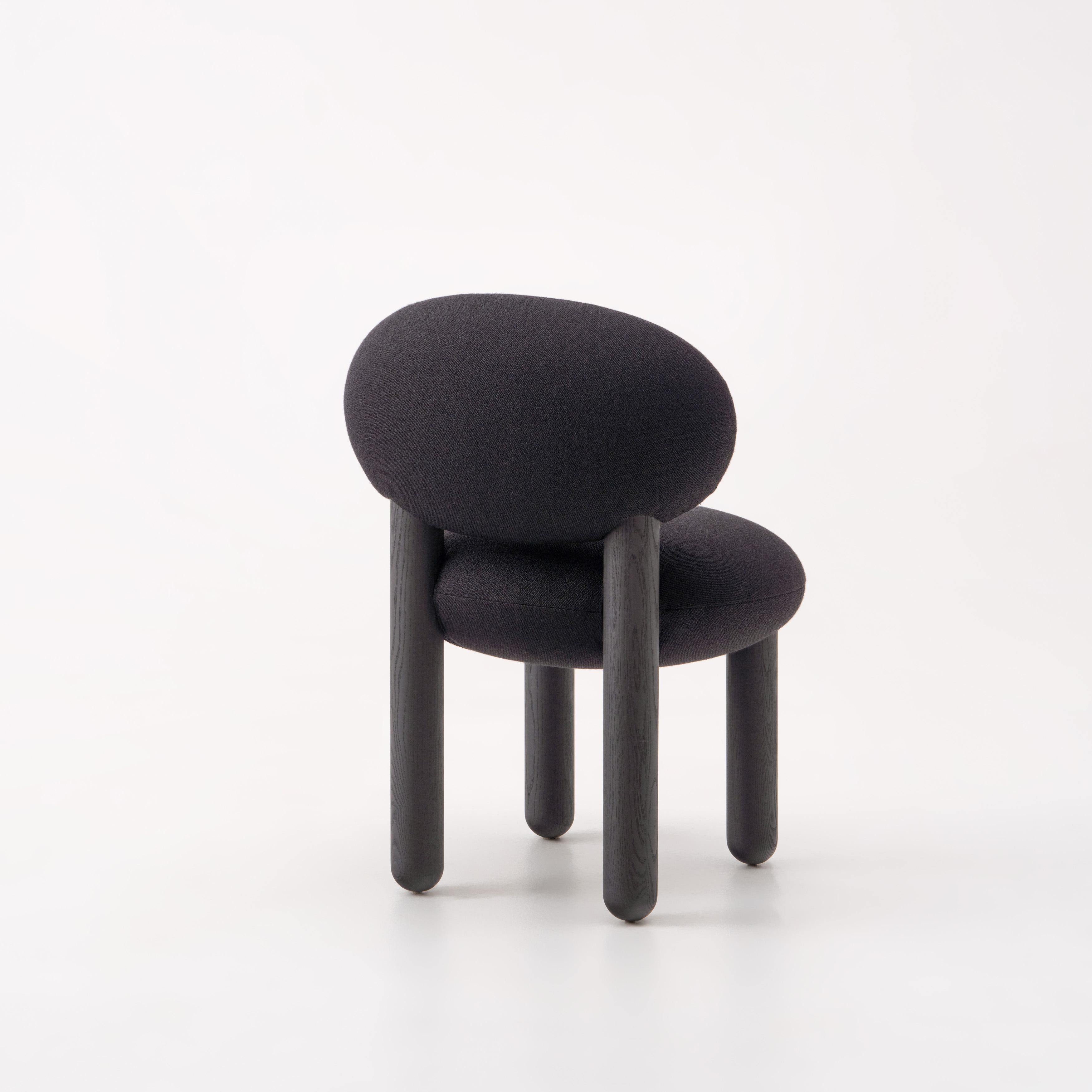 Modern Dining Chair Flock CS2 in Wool Fabric by Noom 15