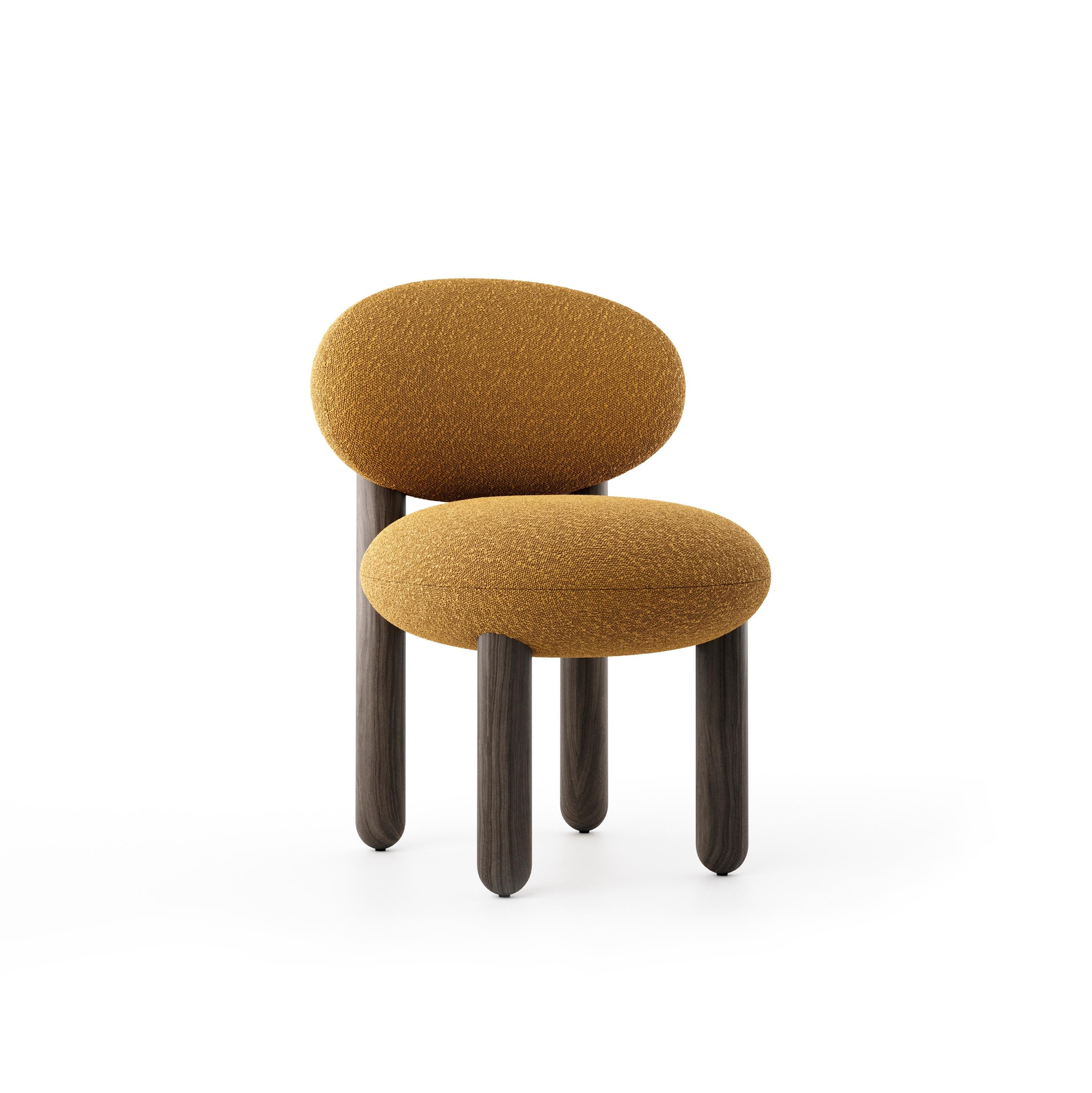 Ukrainian Modern Dining Chair Flock CS2 with Wooden Legs in Various Fabrics by Noom