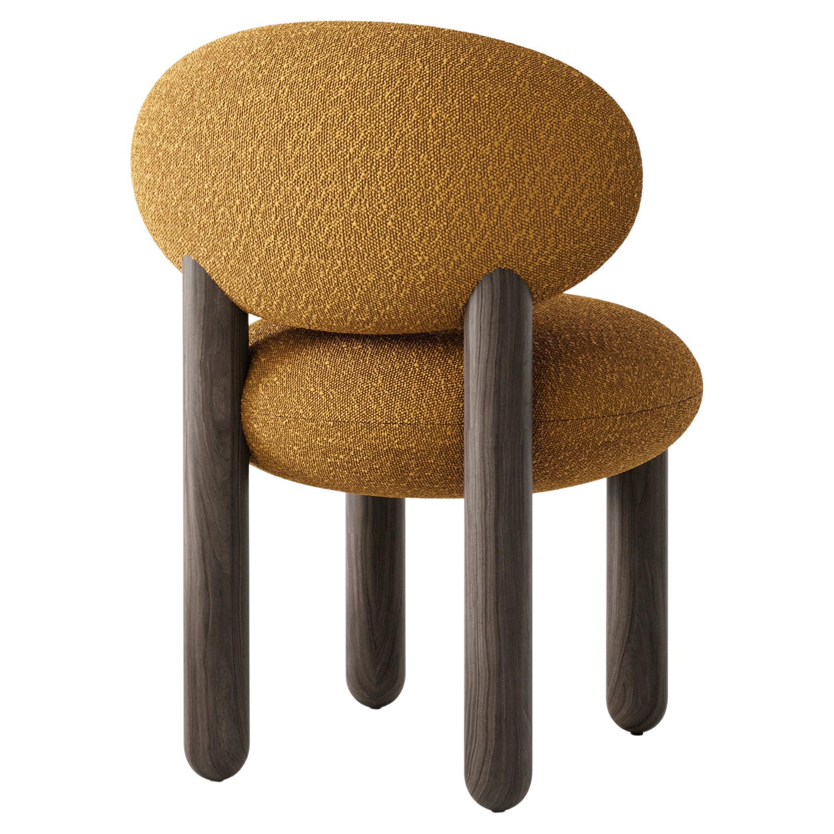 Modern Dining Chair Flock CS2 with Wooden Legs in Various Fabrics by Noom