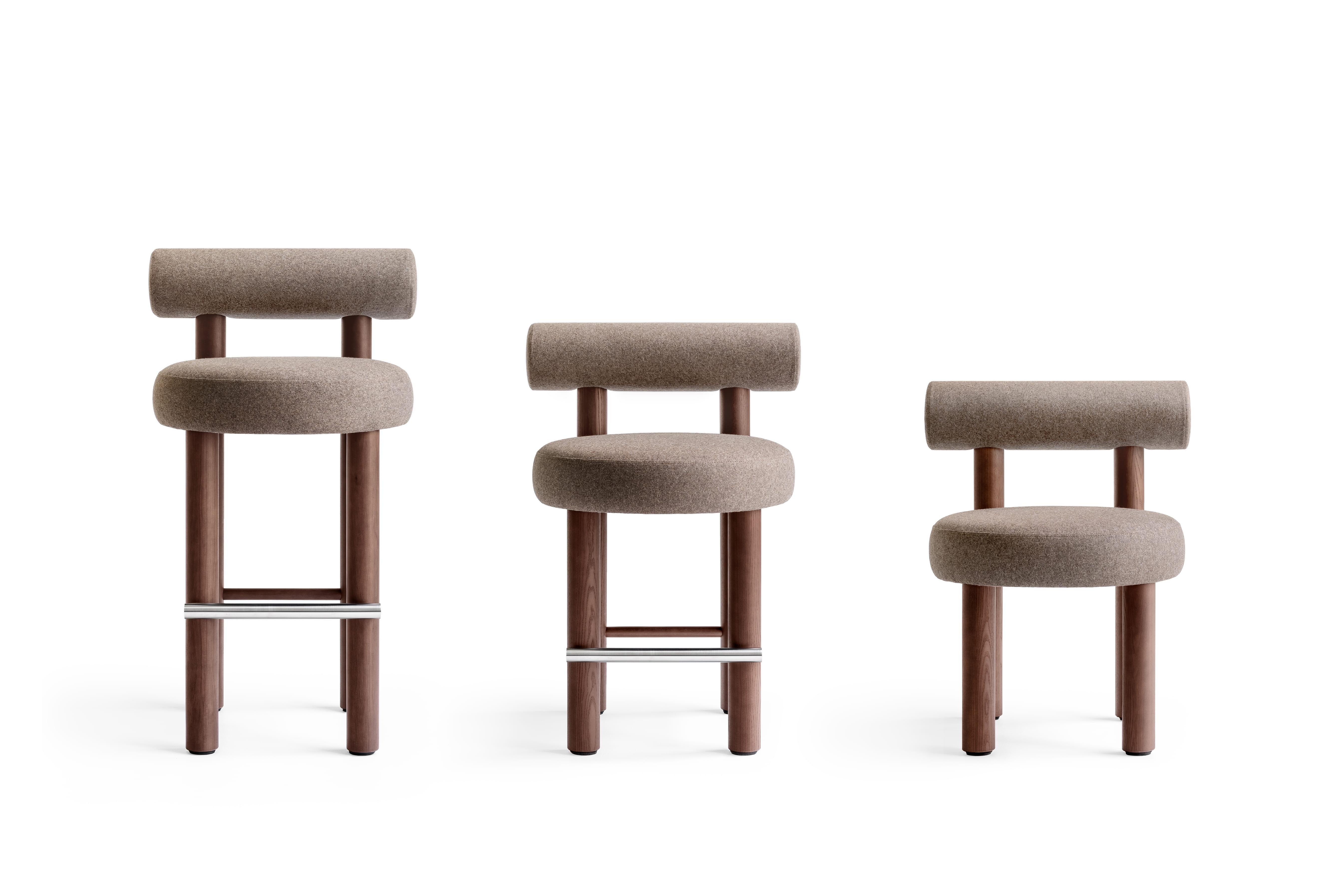 Modern Dining Chair Gropius CS2 in Various Fabrics with Wooden Legs by Noom 9