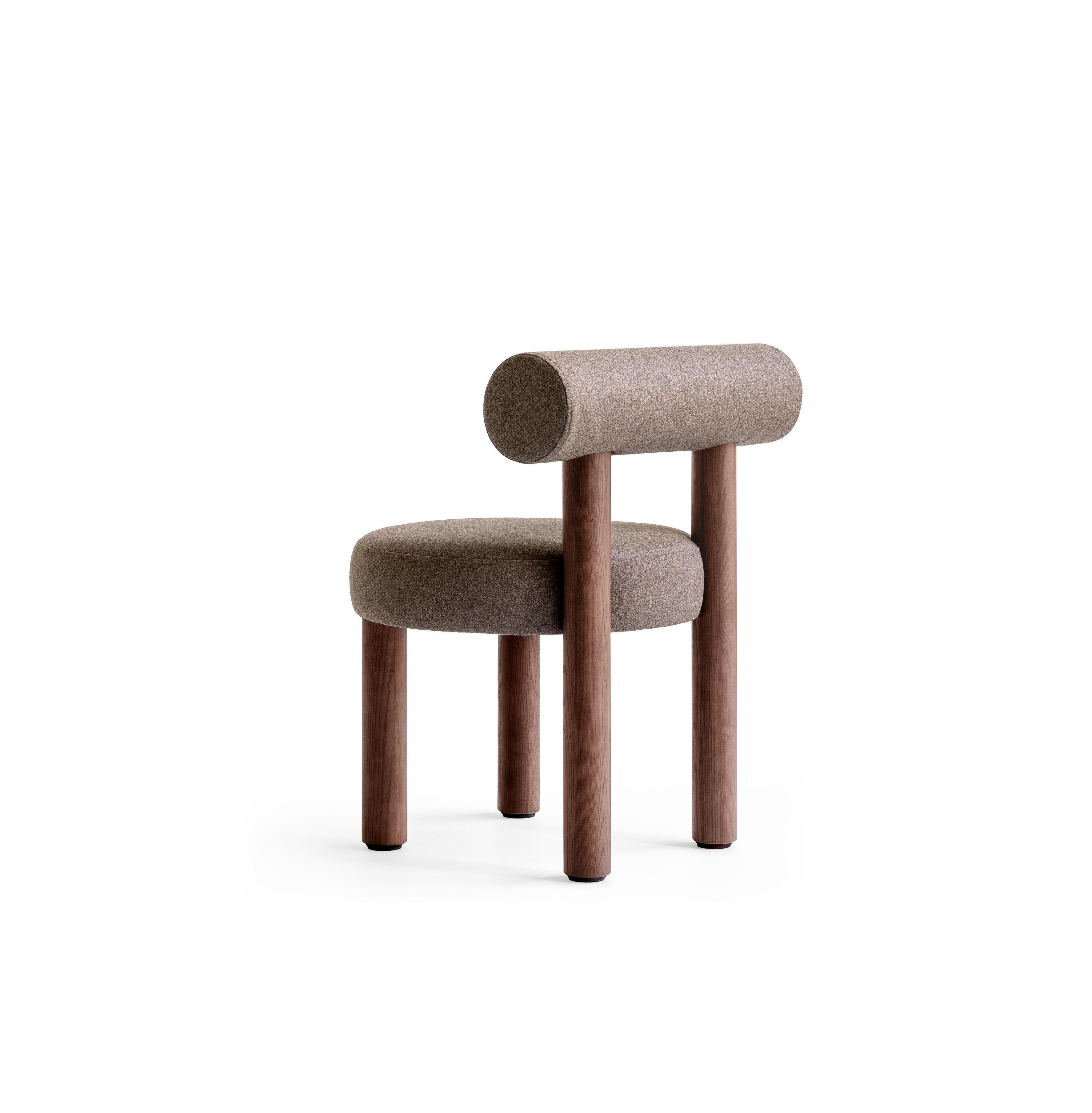 Modern Dining Chair Gropius CS2 in Various Fabrics with Wooden Legs by Noom 3