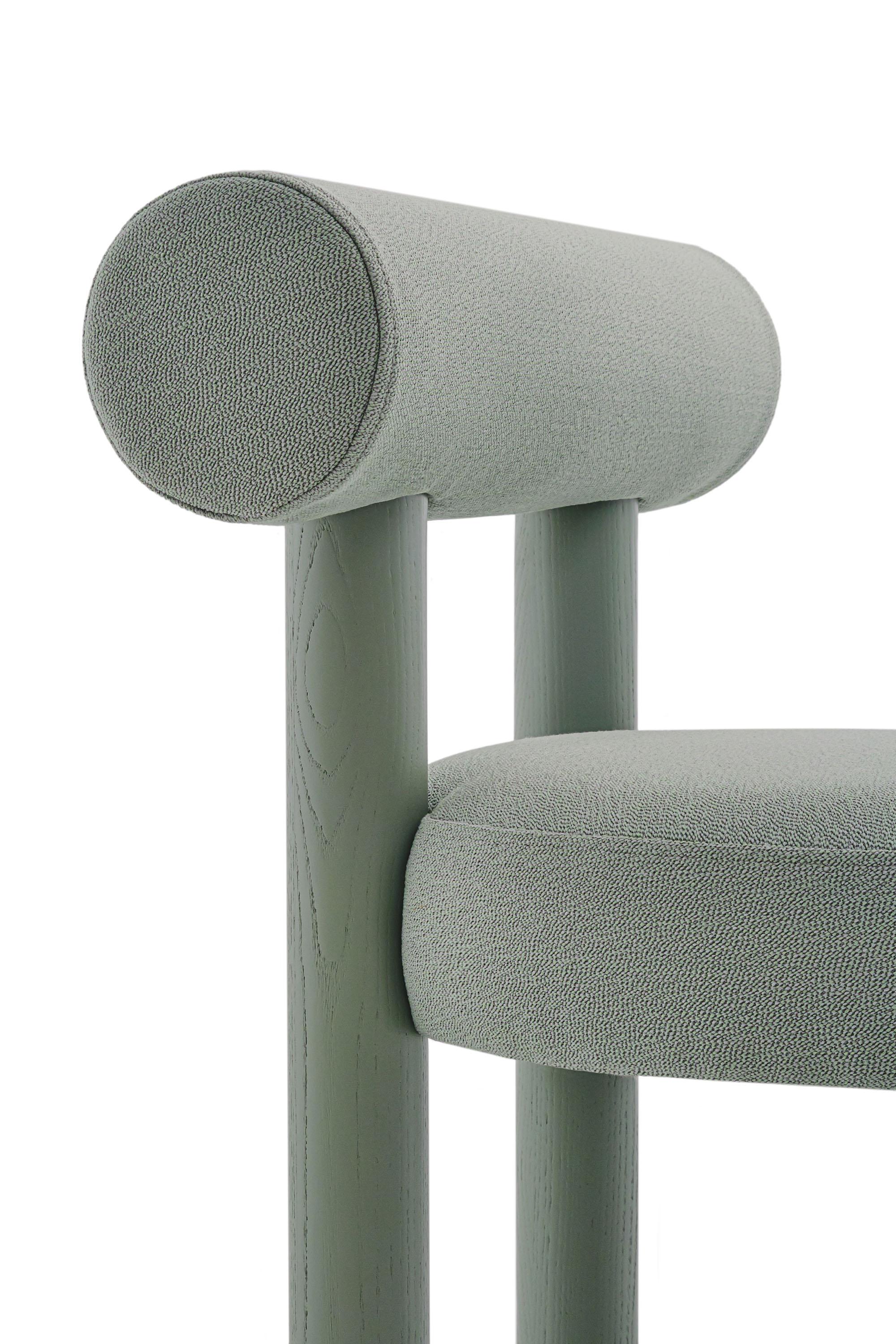 Modern Dining Chair Gropius CS2 in Wool Fabric with Wooden Legs by Noom 6