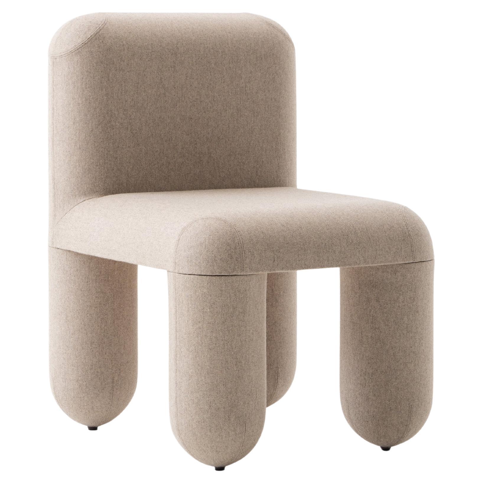 Modern Dining Chair Hello in Beige Wool fabric by Noom