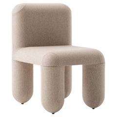 Silla de comedor moderna Hello en tejido de lana beige by Noom