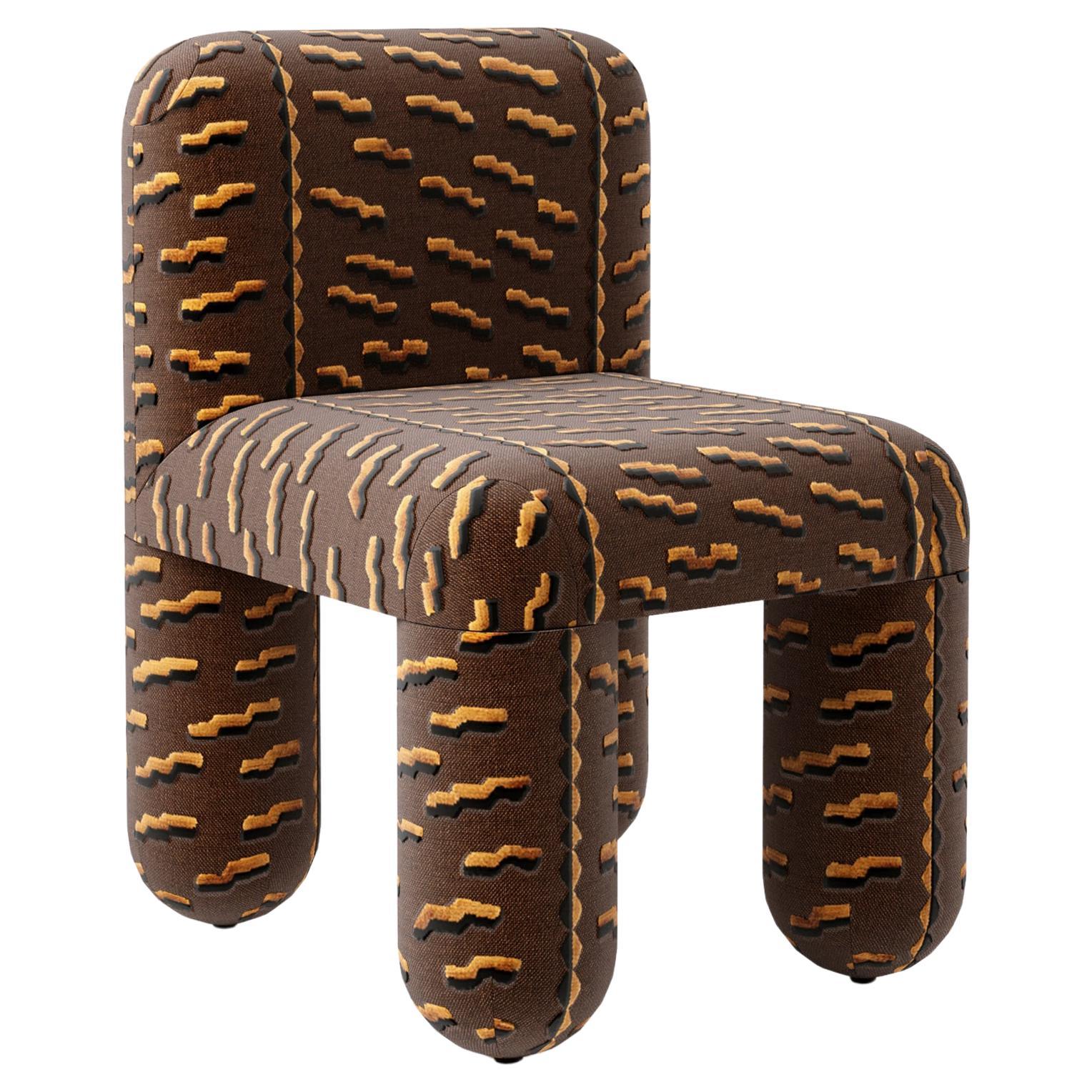 Modern Dining Chair Hello in Dedar Tiger Beat brown jacquard velvet by Noom