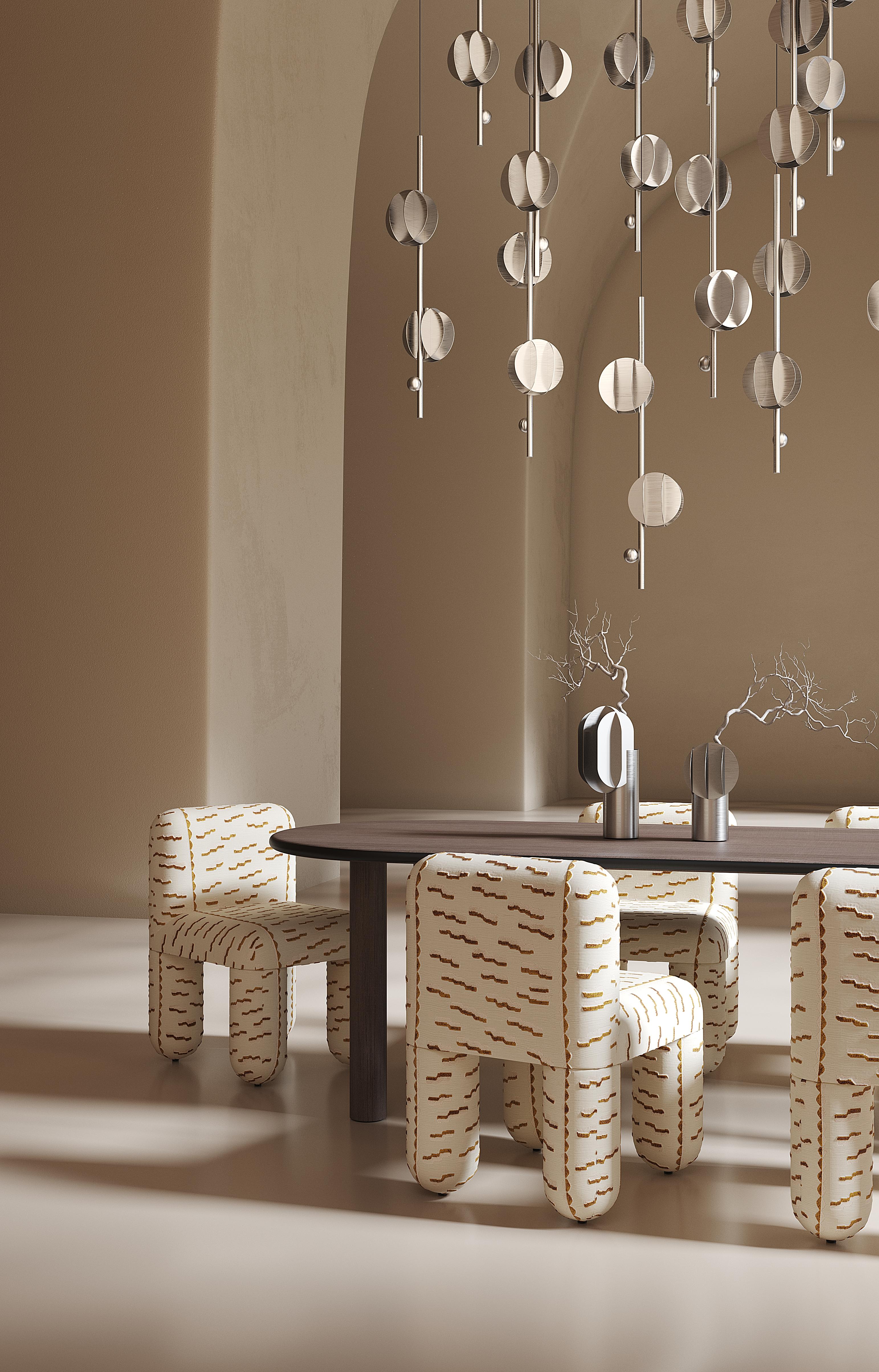 Modern Dining Chair Hello in Dedar Tiger Beat jacquard velvet by Noom In New Condition For Sale In Paris, FR