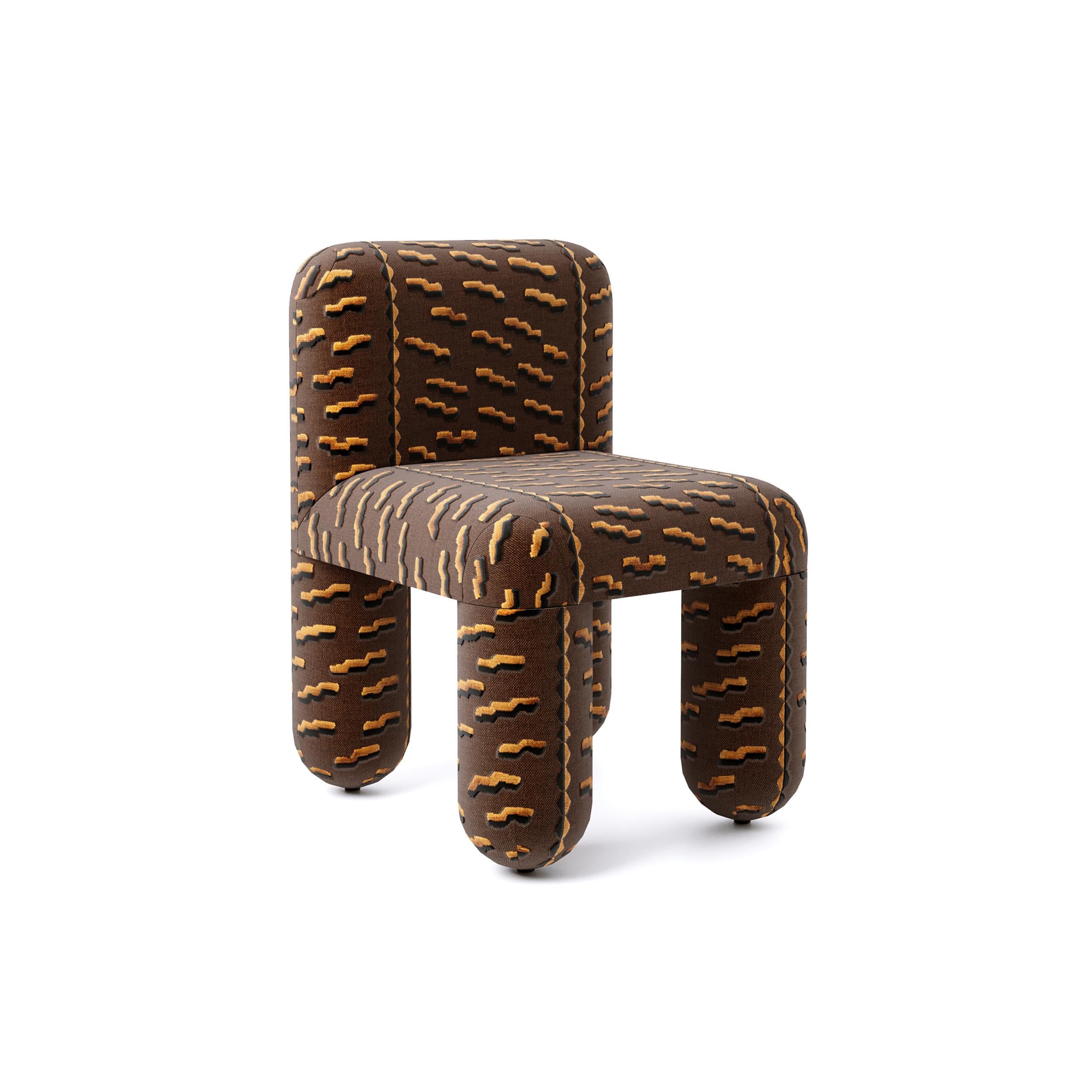 Fabric Modern Dining Chair Hello in Dedar Tiger Beat jacquard velvet by Noom For Sale