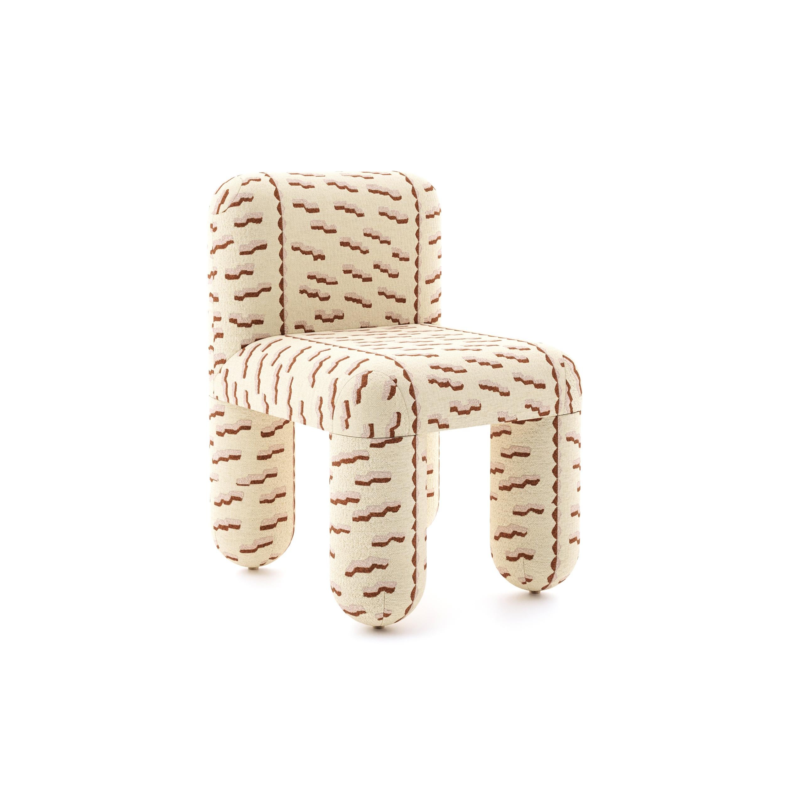 Modern Dining Chair Hello in Dedar Tiger Mountain white jacquard velvet by Noom For Sale 4