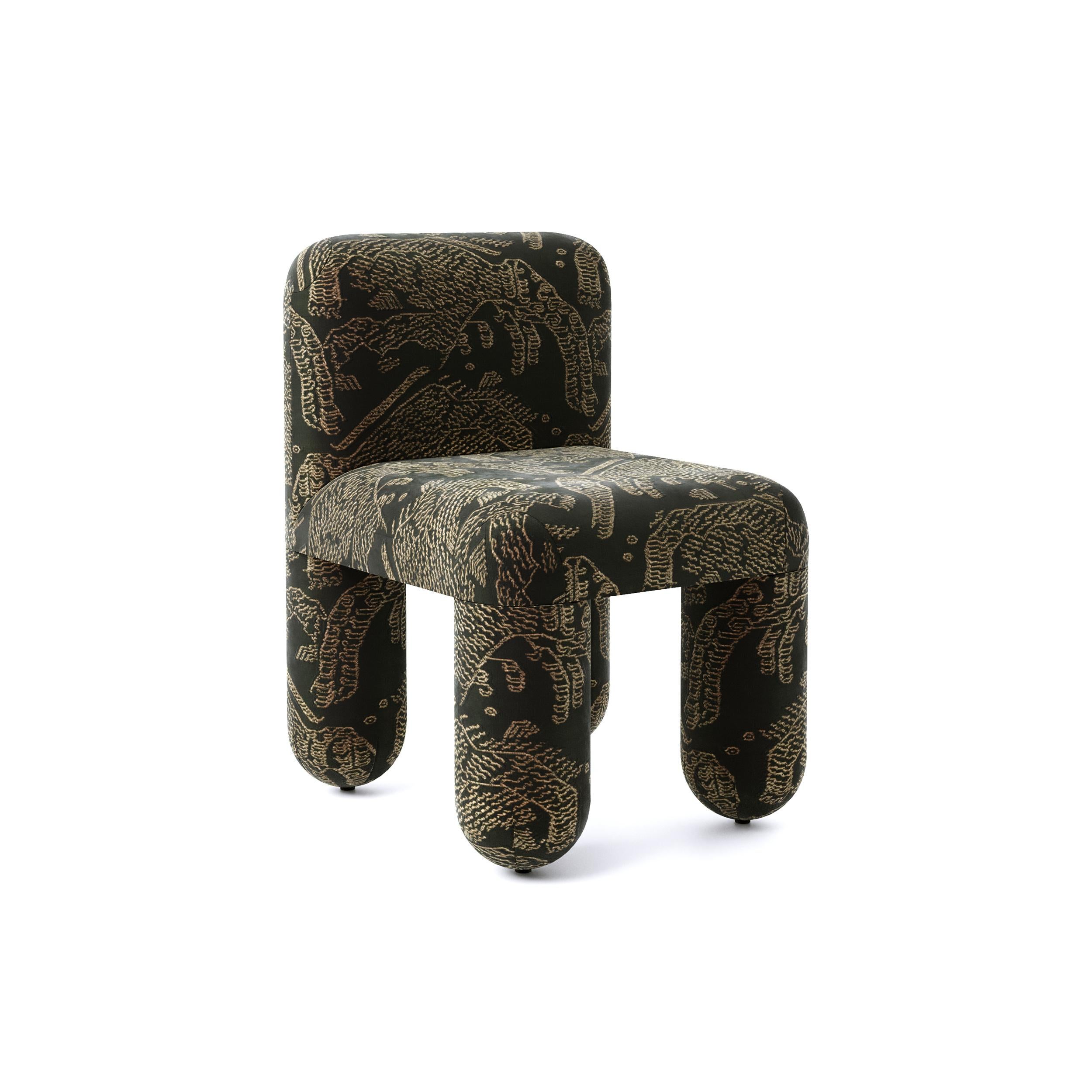 Ukrainian Modern Dining Chair Hello in Dedar Tiger Mountain jacquard velvet by Noom For Sale